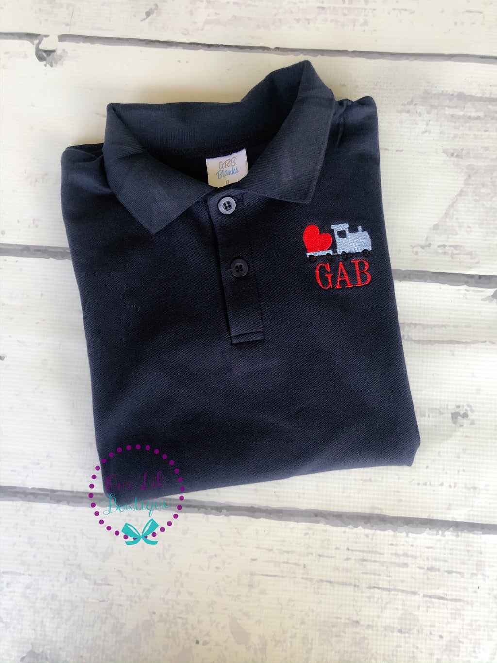 Valentine's Day Monogrammed Polo: Heart Train Shirt