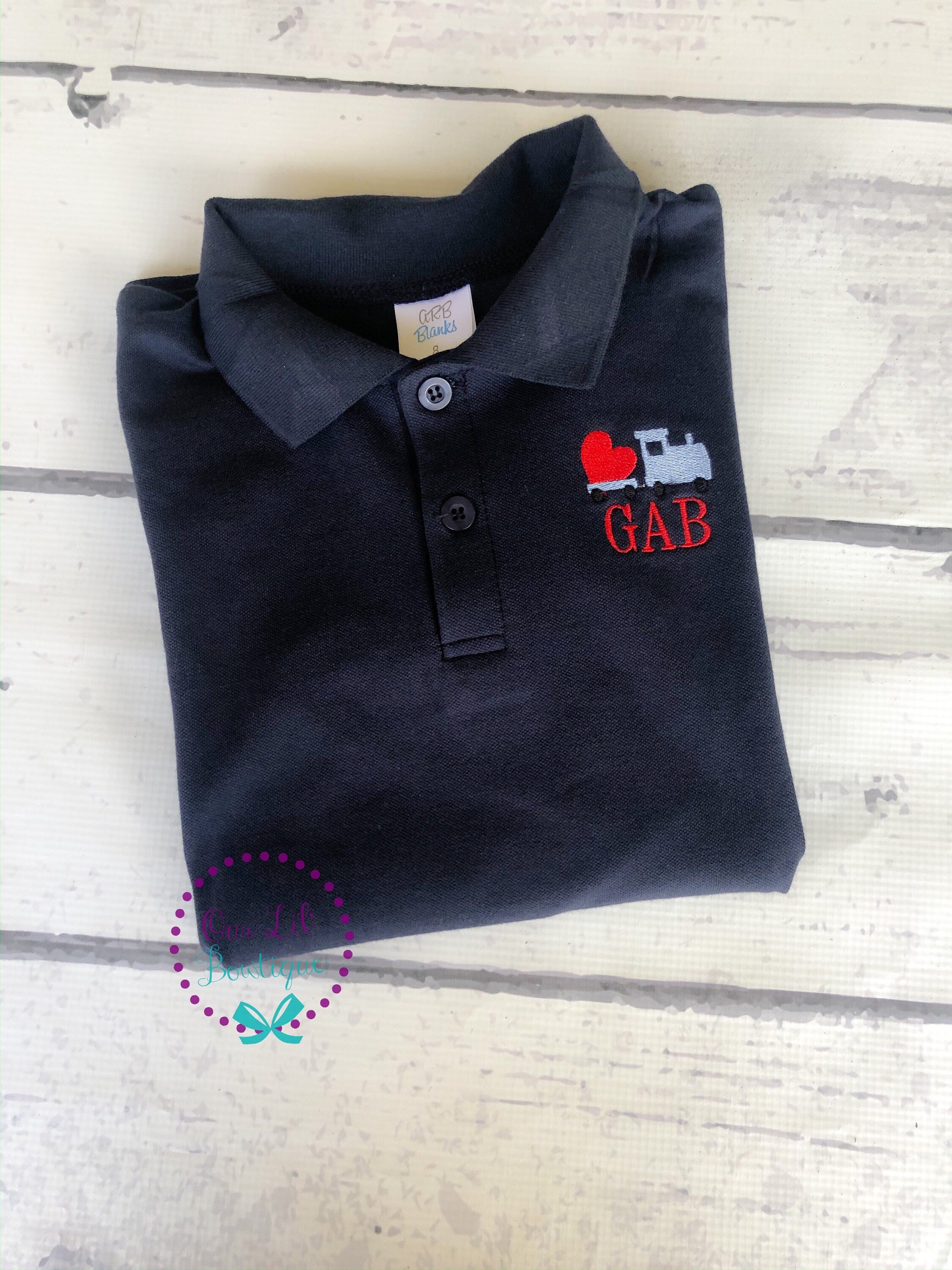 Valentine's Day Monogrammed Polo: Heart Train Shirt