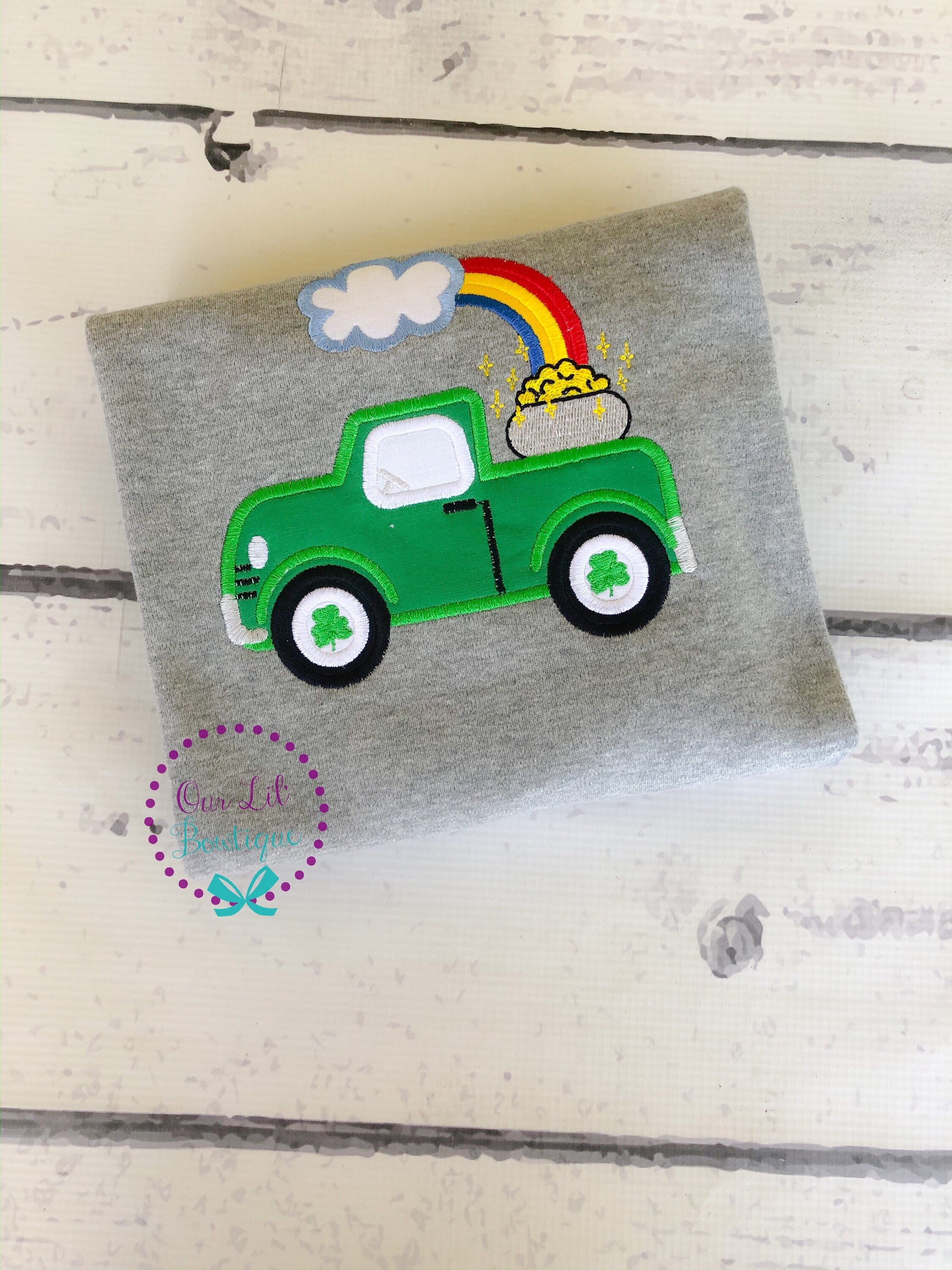 Personalized St. Patrick's Day Shirt: Shamrock Truck Appliqué