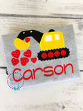 Personalized Valentine's Day Digger Shirt: Embroidered Construction Truck