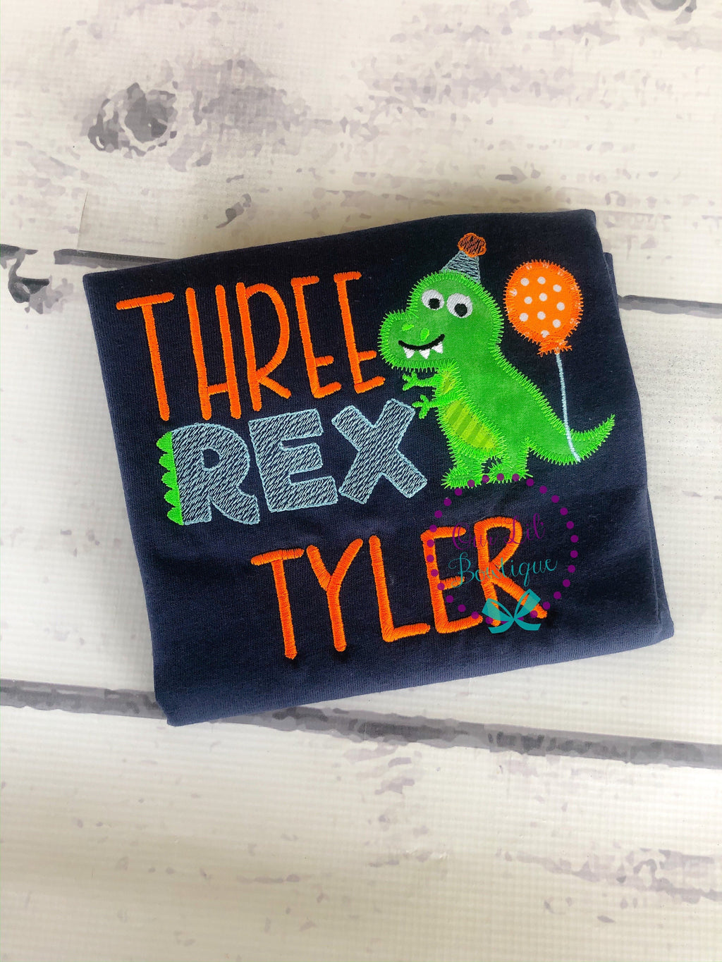 Three Rex Dinosaur 3rd Birthday Shirt - Personalized Dinosaur Party