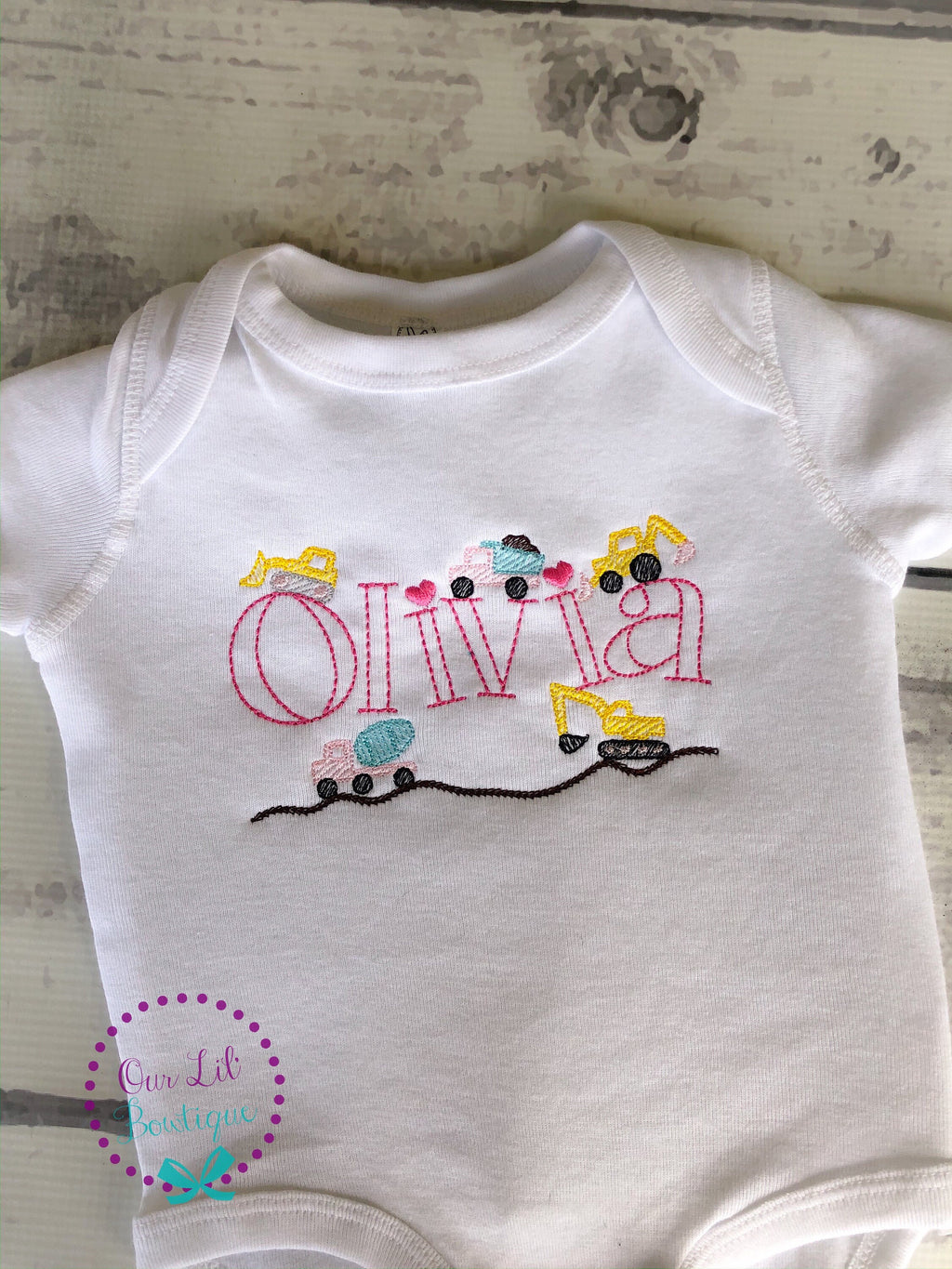 Personalized Construction Truck Birthday Shirt: Embroidered Name Shirt