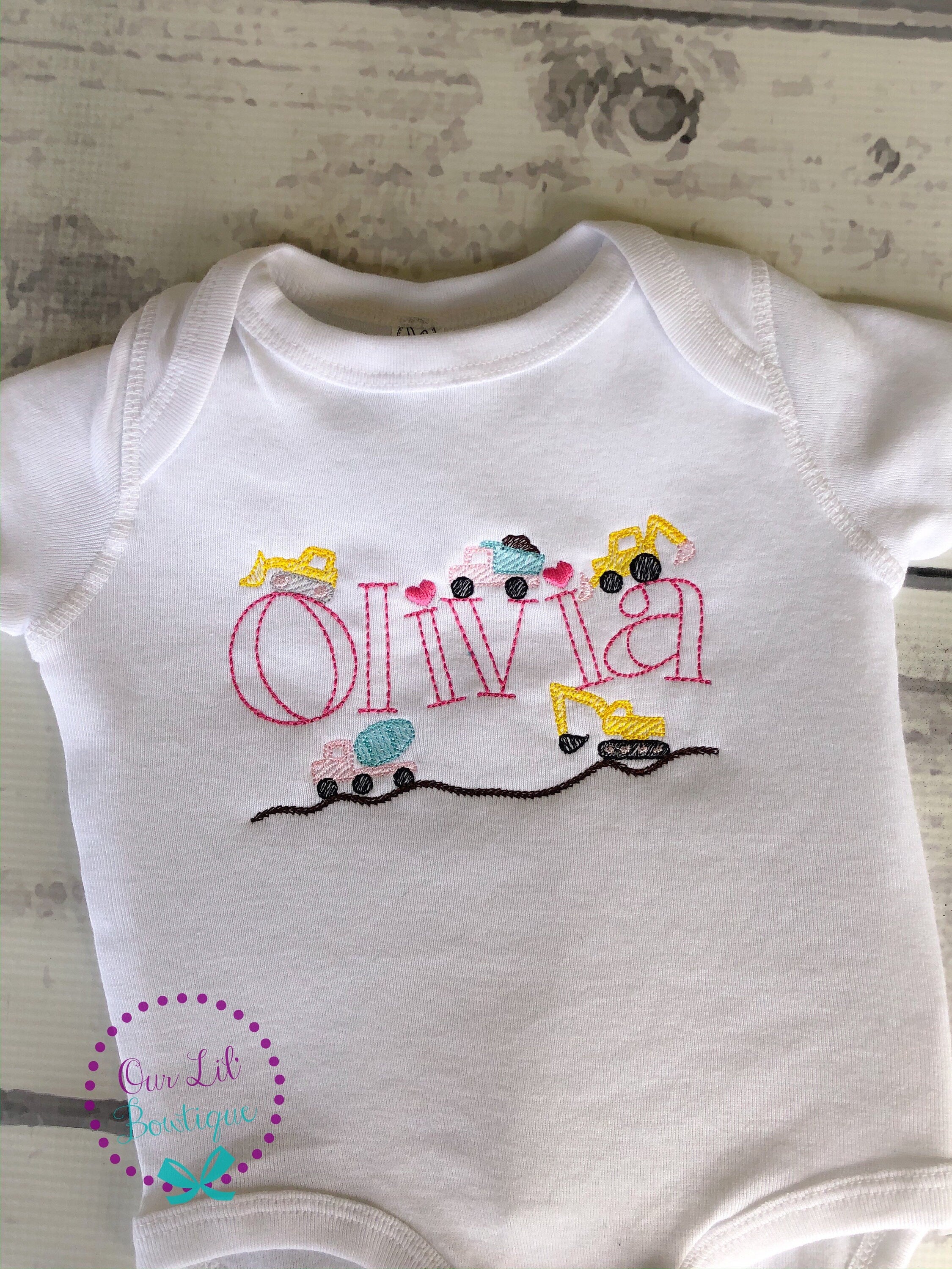 Personalized Construction Truck Birthday Shirt: Embroidered Name Shirt