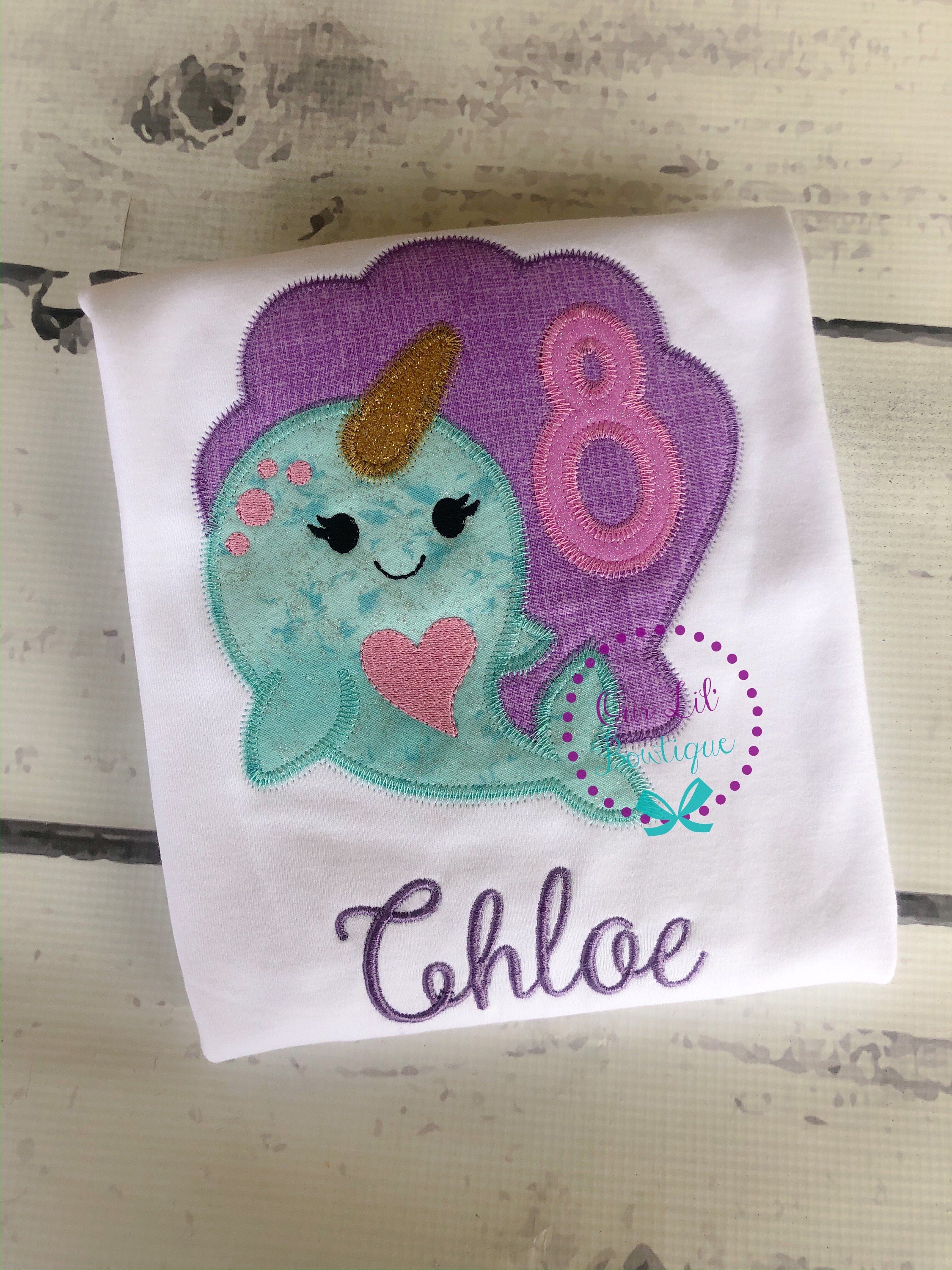 Personalized Narwhal Birthday Applique Shirt - Summer Outfit