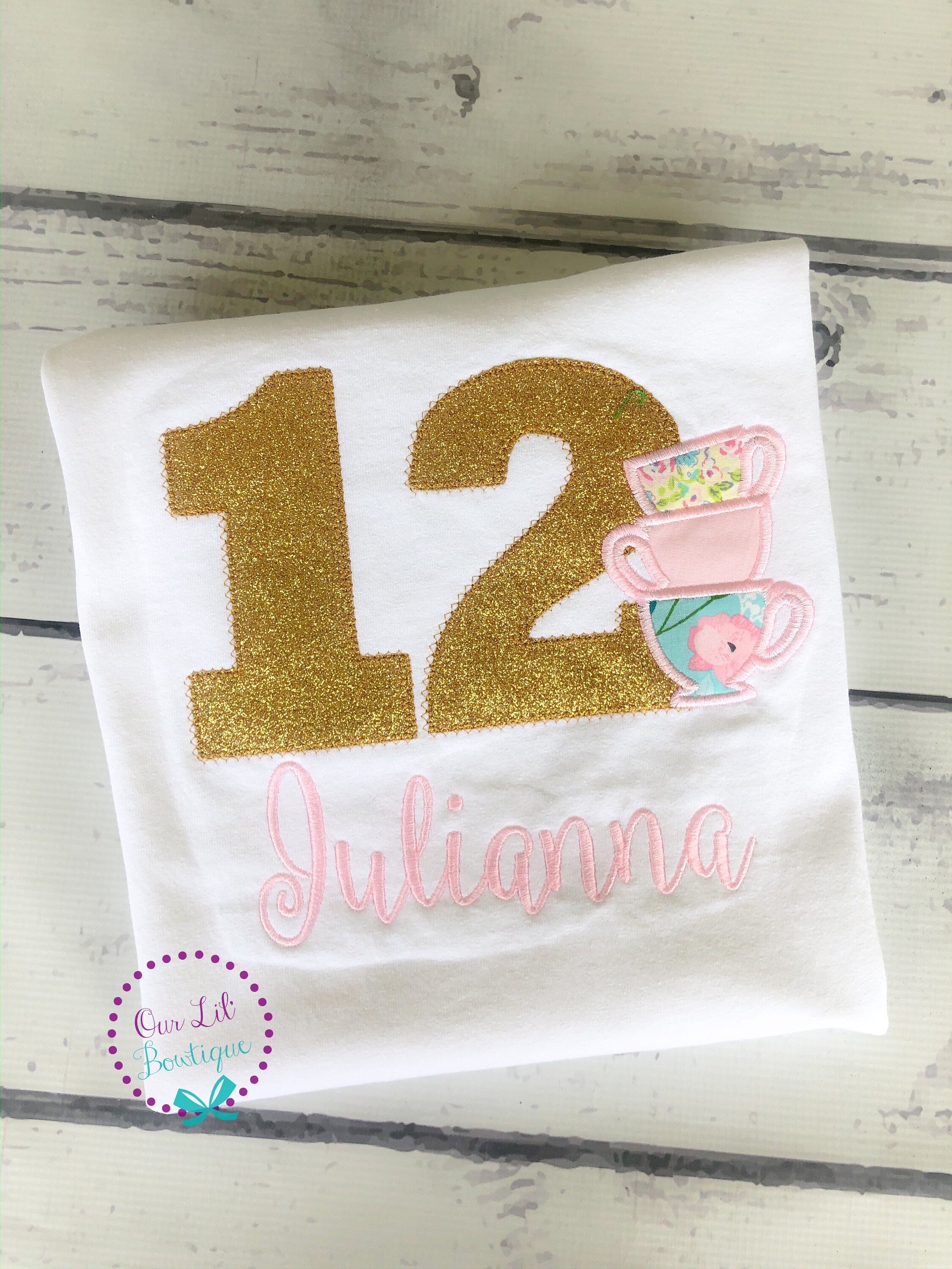 Tea Party Birthday Shirt: Teapot Outfit, Personalized First Birthday
