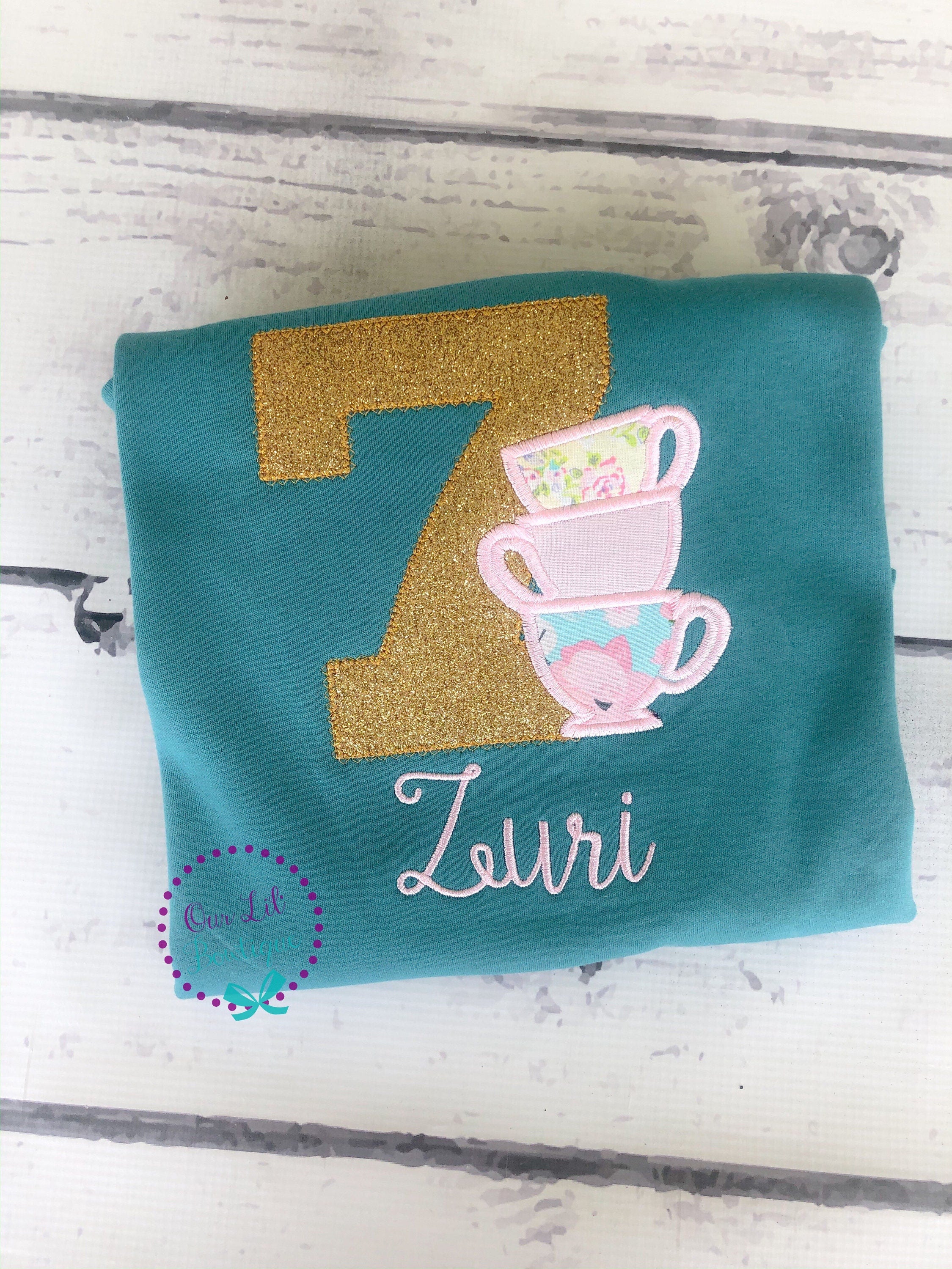 Tea Party Birthday Shirt: Teapot Outfit, Personalized First Birthday
