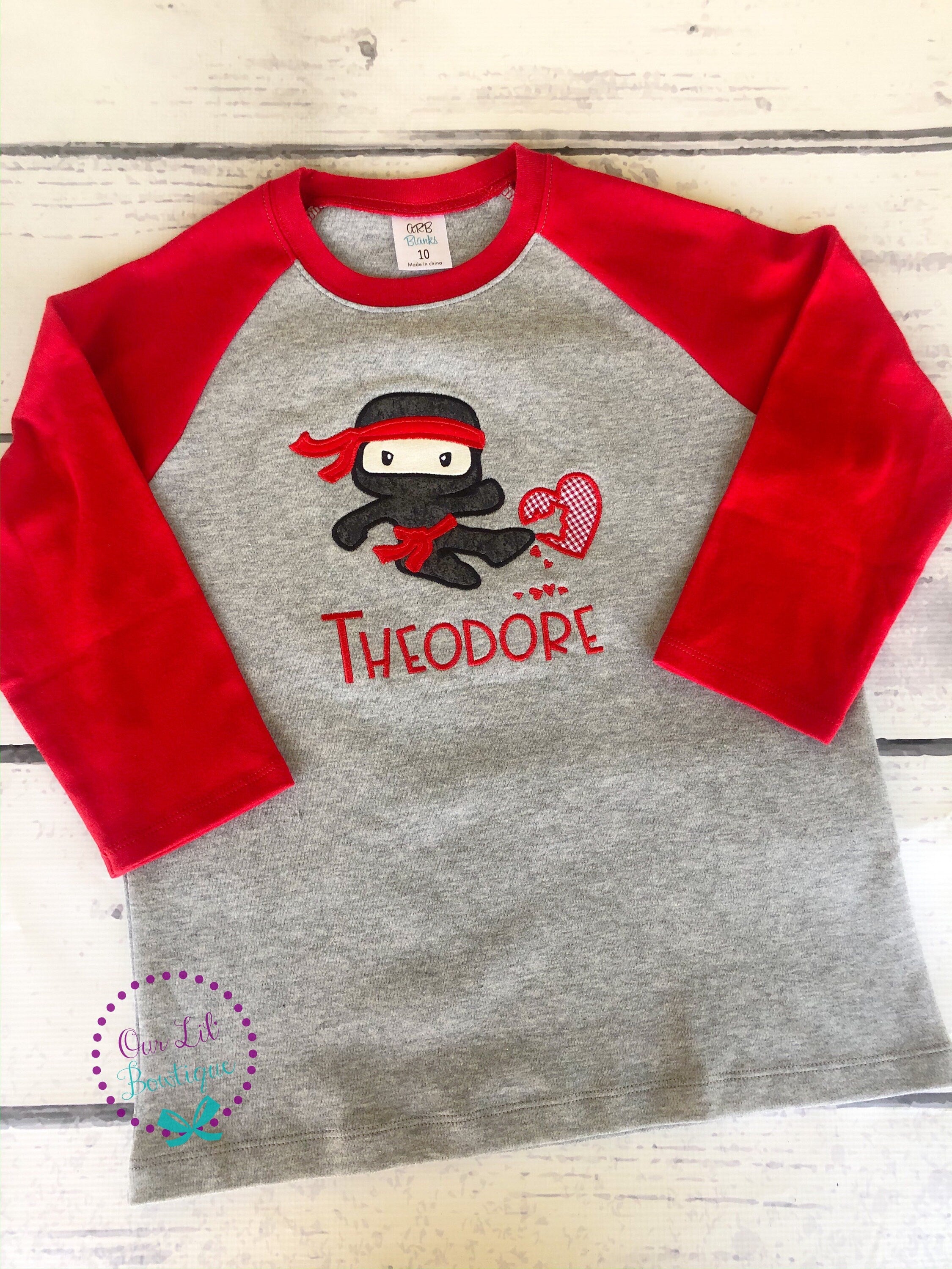 Personalized Ninja Valentine Raglan Shirt: Custom Name