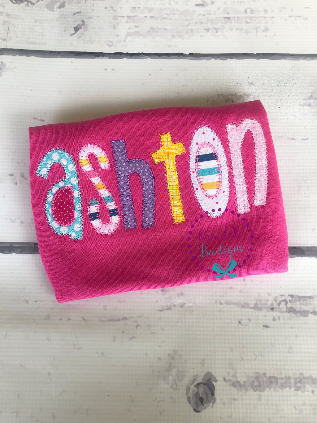 Personalized Name Shirt - Girls Name Shirt - Birthday - Appliqued Name Shirt - Vintage Stitch Name Shirt - Girls Monogram Shirt - Applique