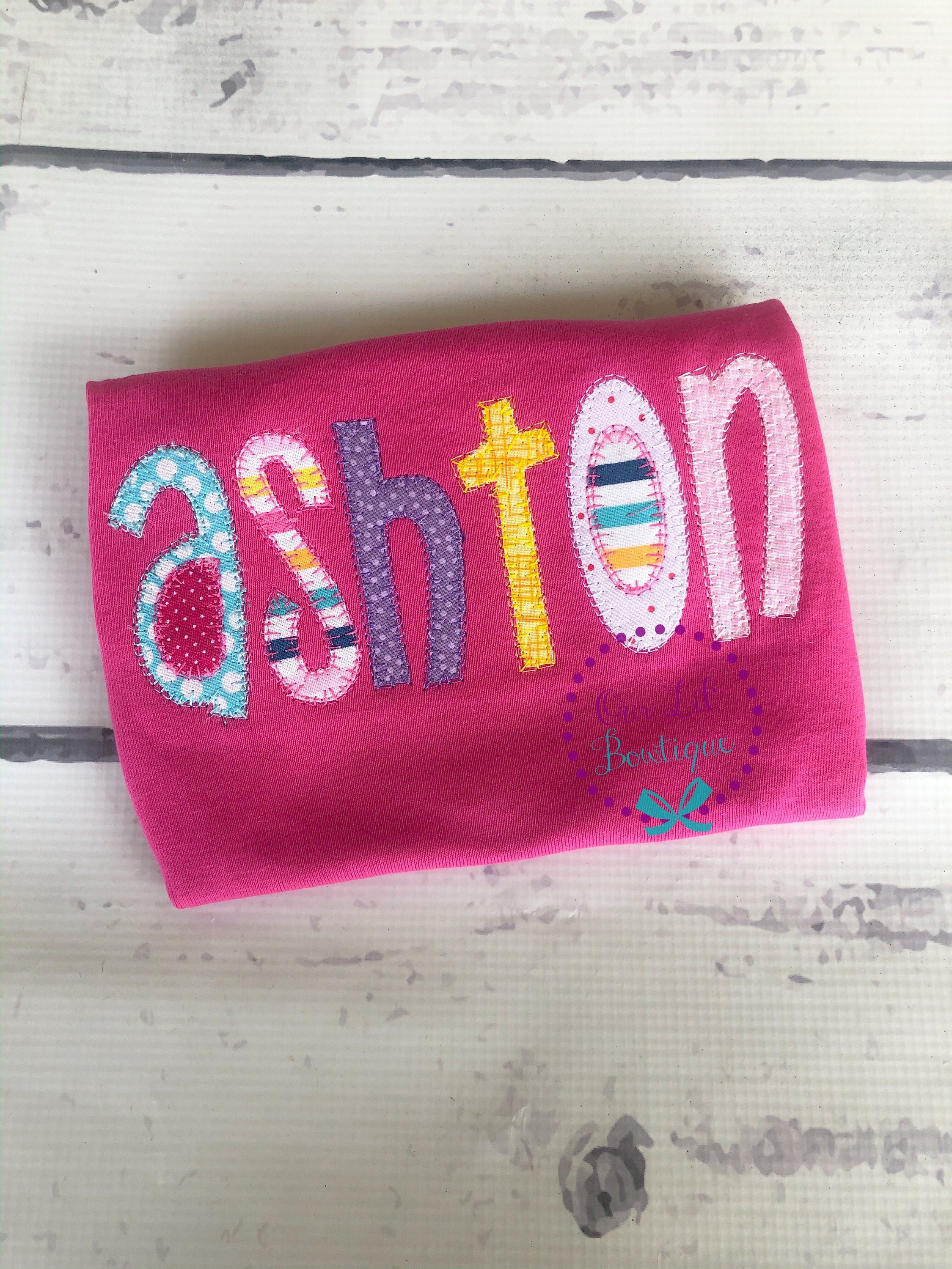 Personalized Name Shirt - Girls Name Shirt - Birthday - Appliqued Name Shirt - Vintage Stitch Name Shirt - Girls Monogram Shirt - Applique