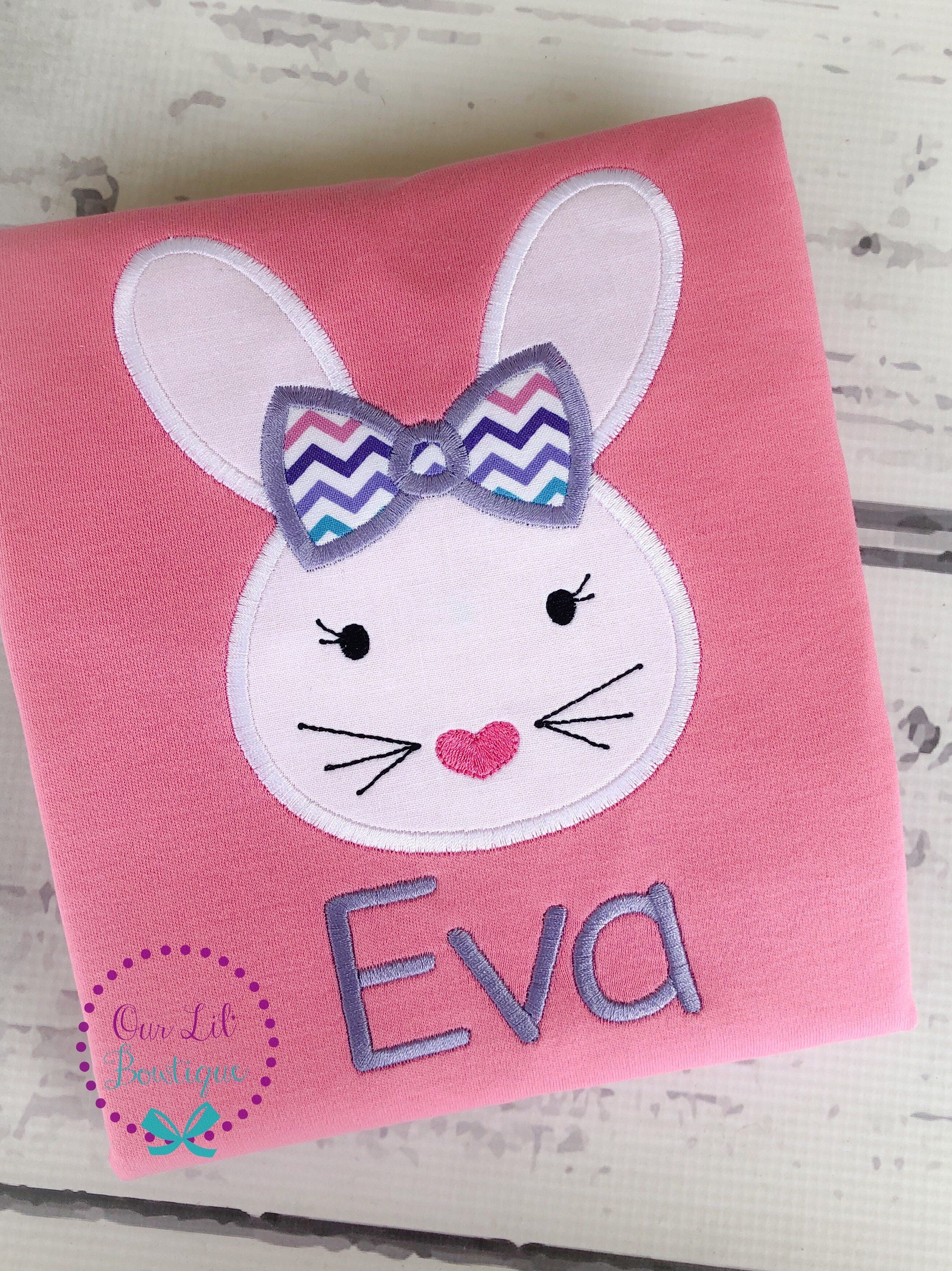 Personalized Easter Bunny Applique Shirt: Girls First Easter