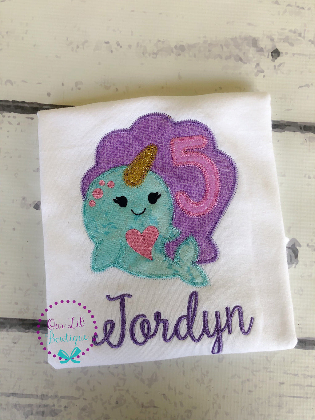 Personalized Narwhal Birthday Applique Shirt - Summer Outfit