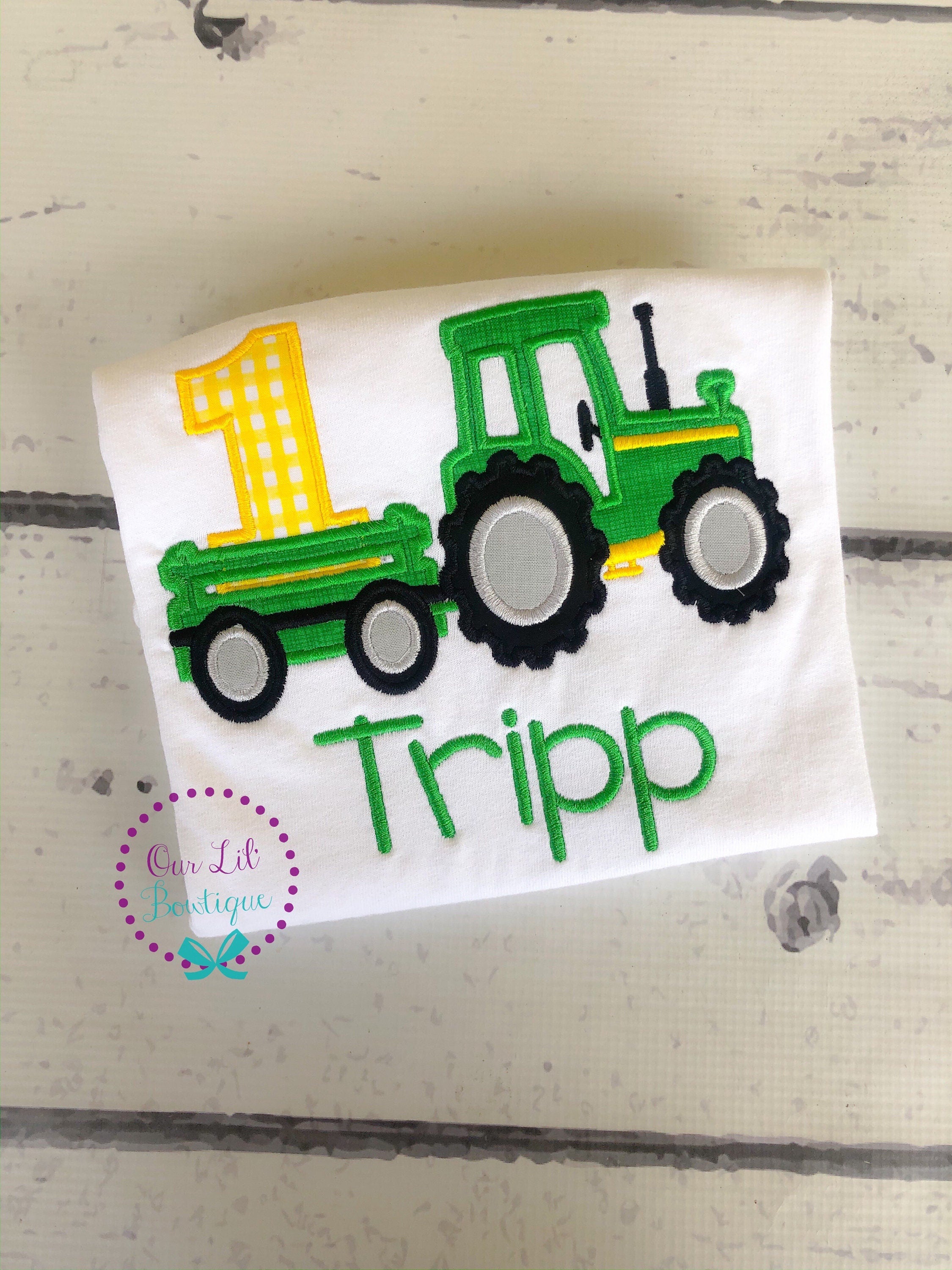Tractor Birthday Shirt: Embroidered Farm Party Outfit