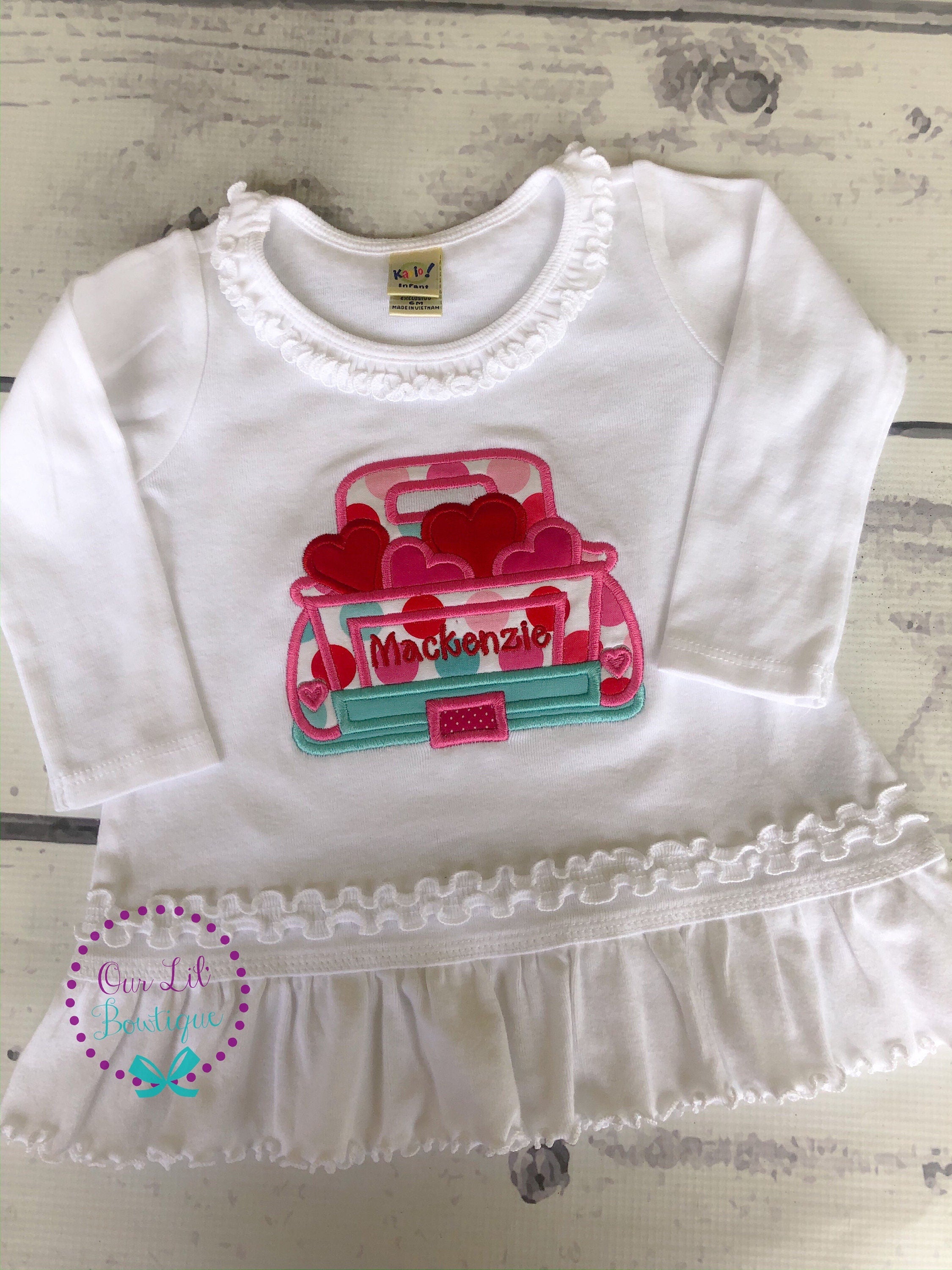 Personalized Valentine's Truck Appliqué Shirt: Embroidered Heart Truck