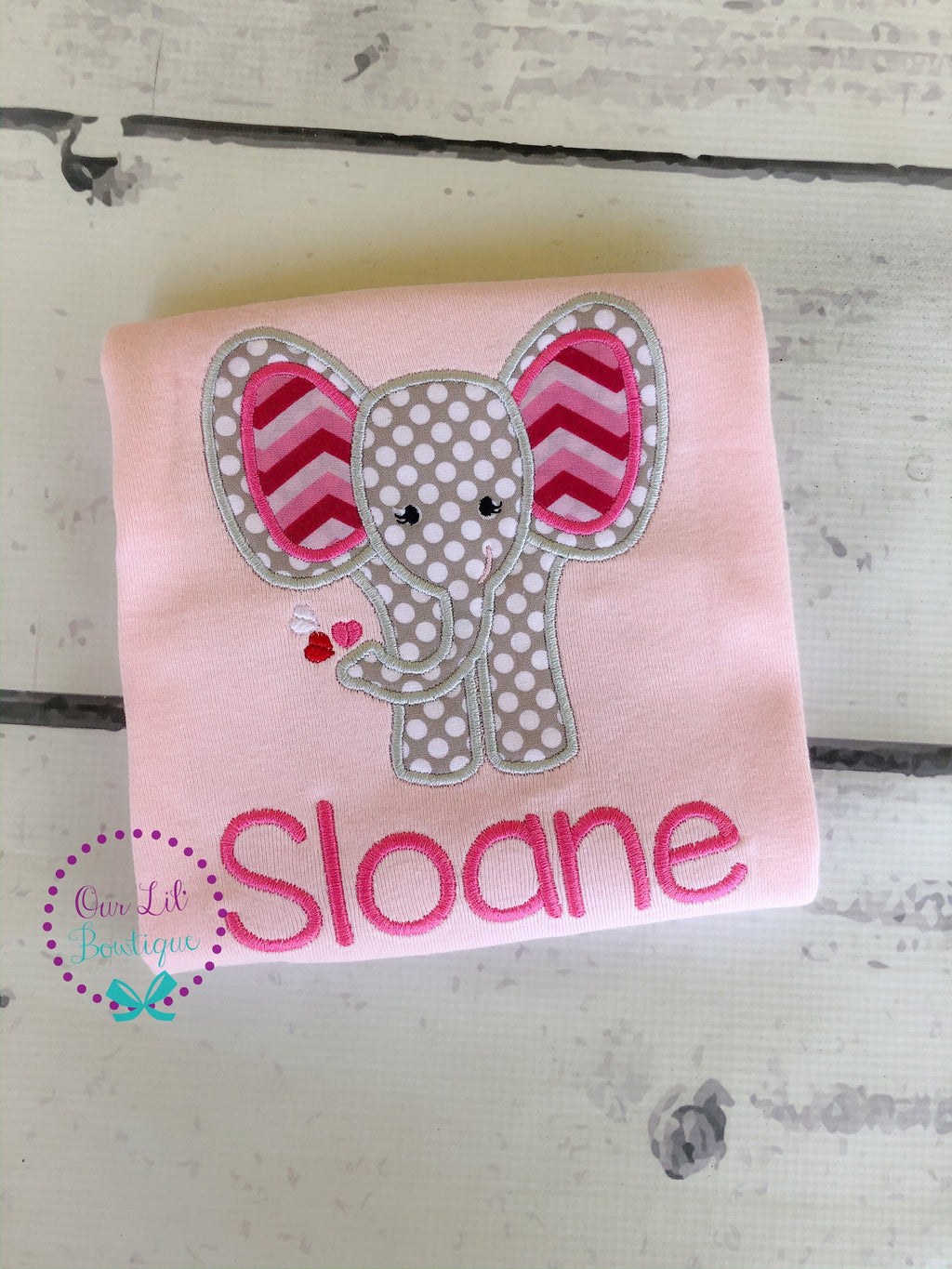 Personalized Valentine's Day Shirt: Appliqué Elephant Shirt