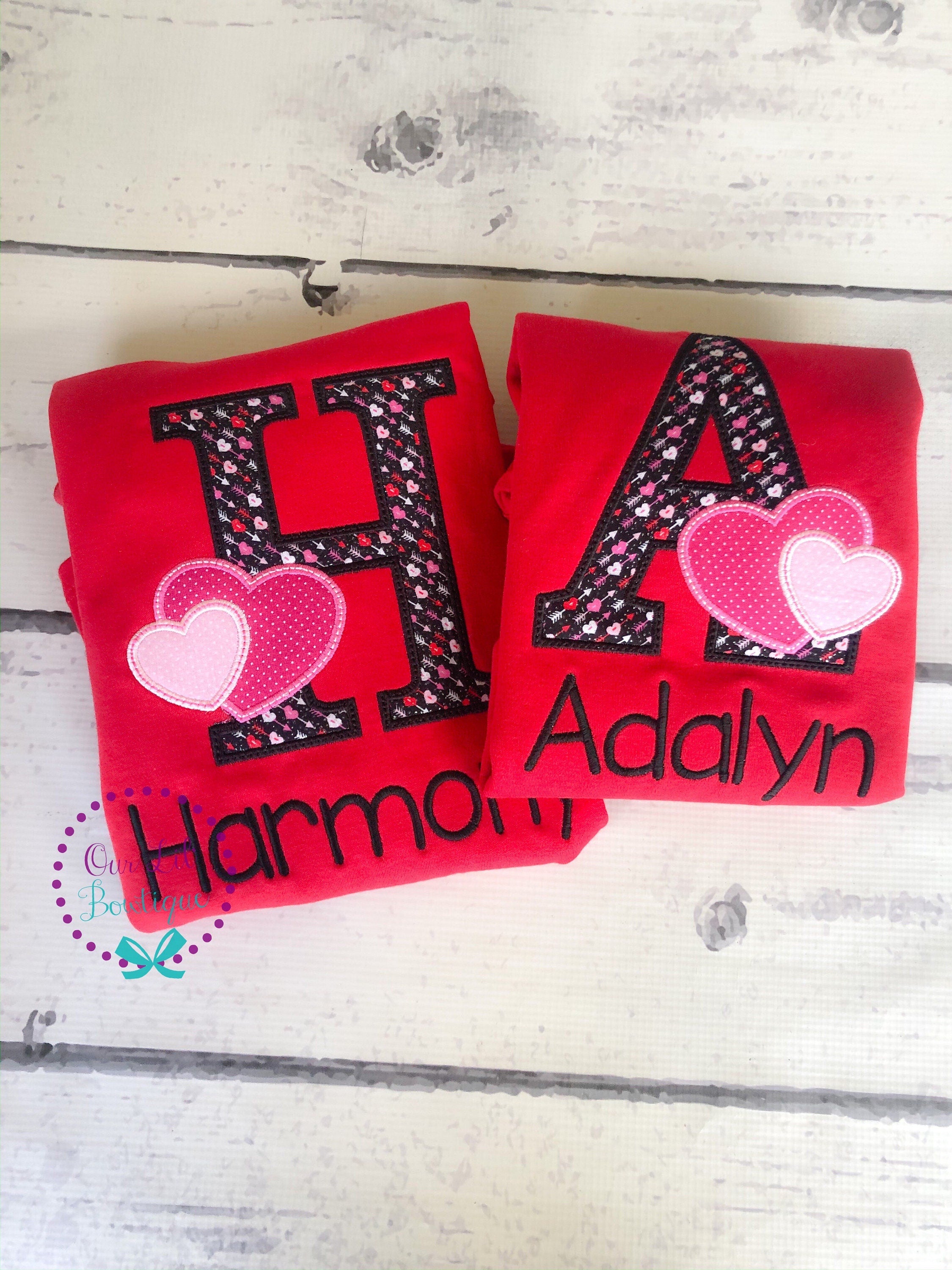 Personalized Valentine Applique Shirt - Initial Heart - Kids Valentine's Day