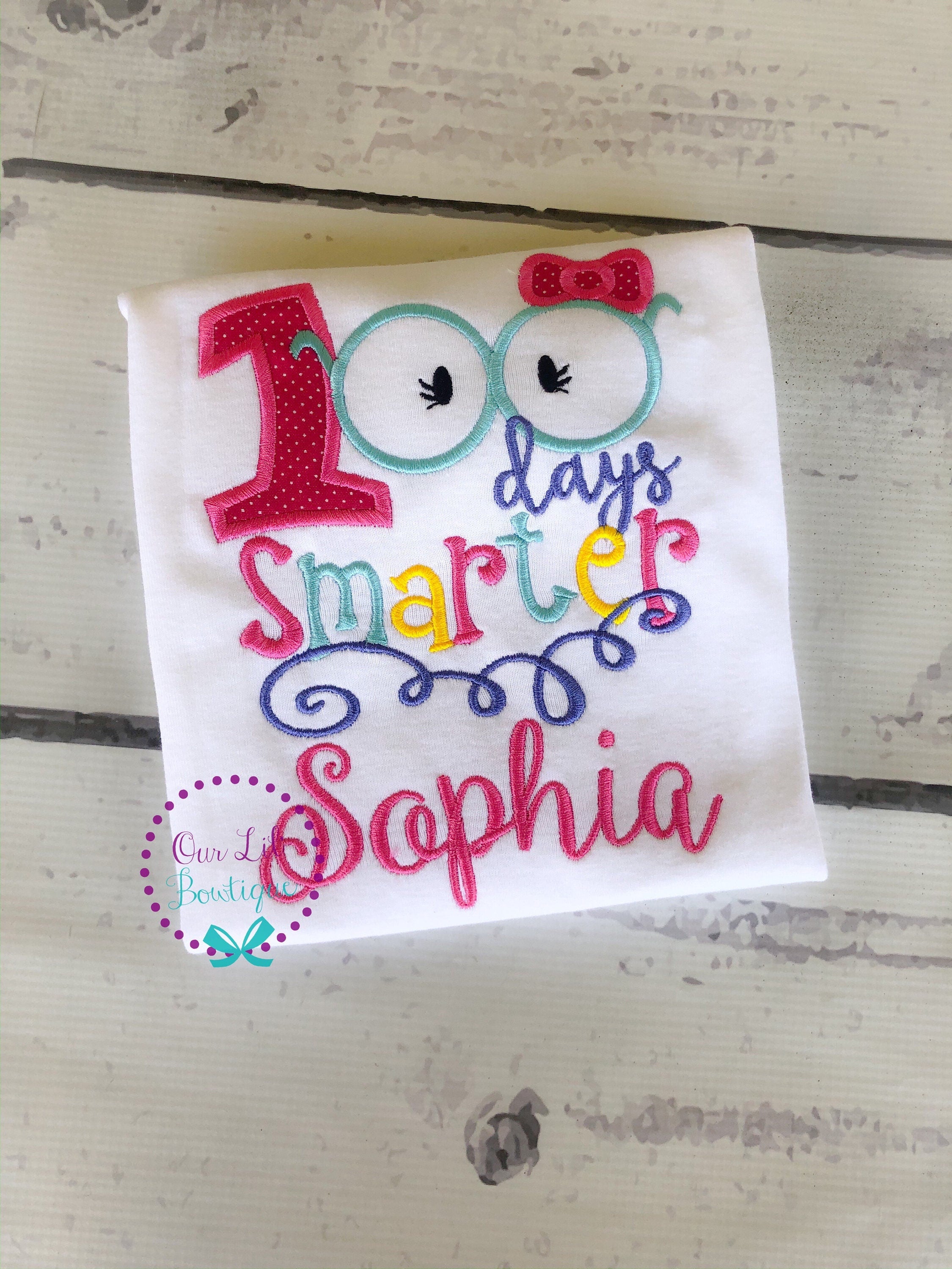 100 Days Smarter Shirt: Personalized Girls 100th Day of School