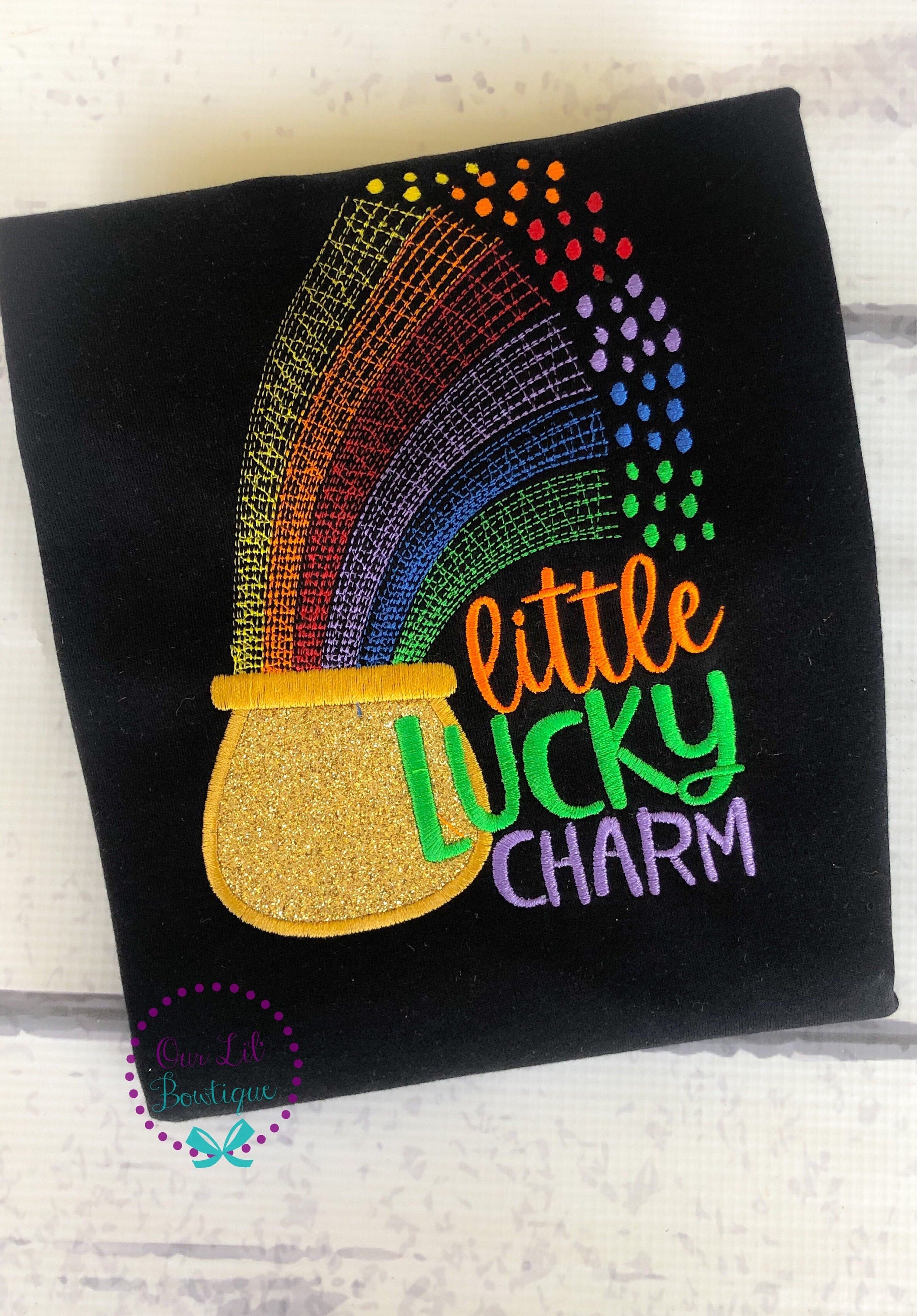 St. Patrick's Day Embroidered Shirt: Little Lucky Charm Shamrock