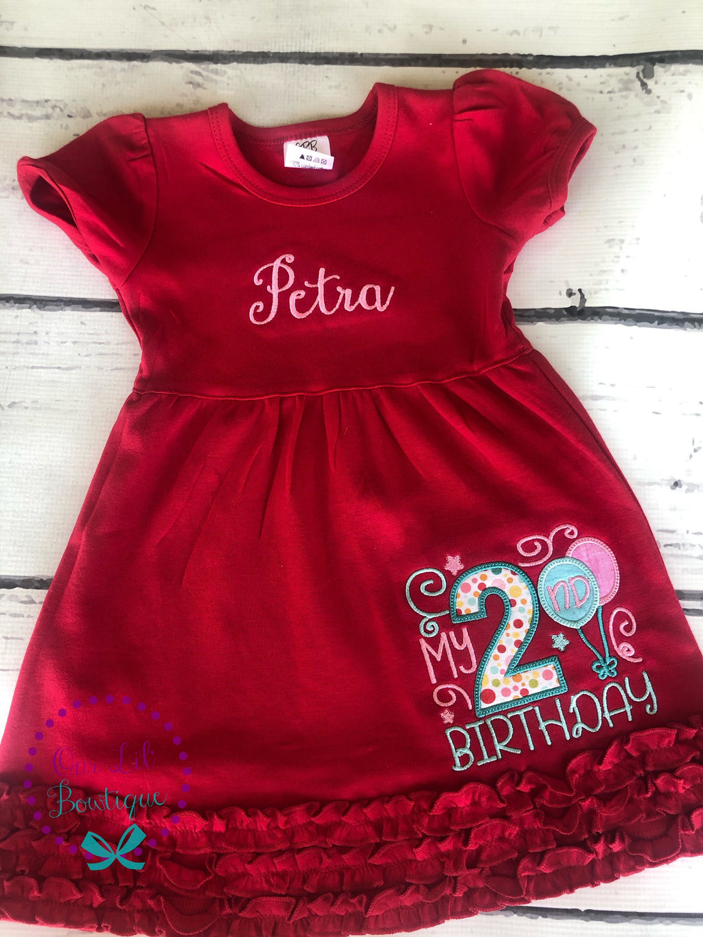 Girls Personalized Birthday Dress: Balloon Design, Custom Age