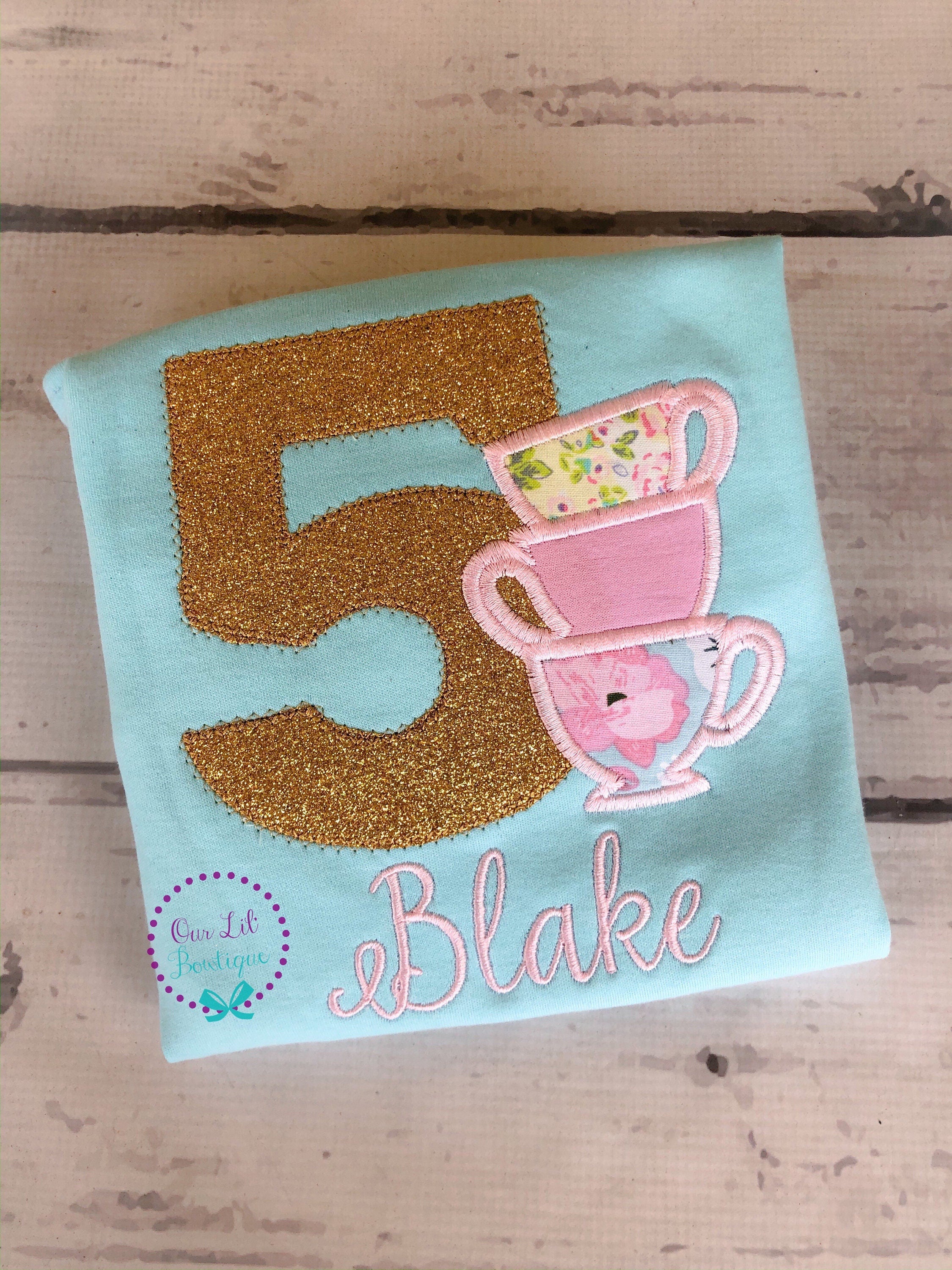 Tea Party Birthday Shirt: Teapot Outfit, Personalized First Birthday