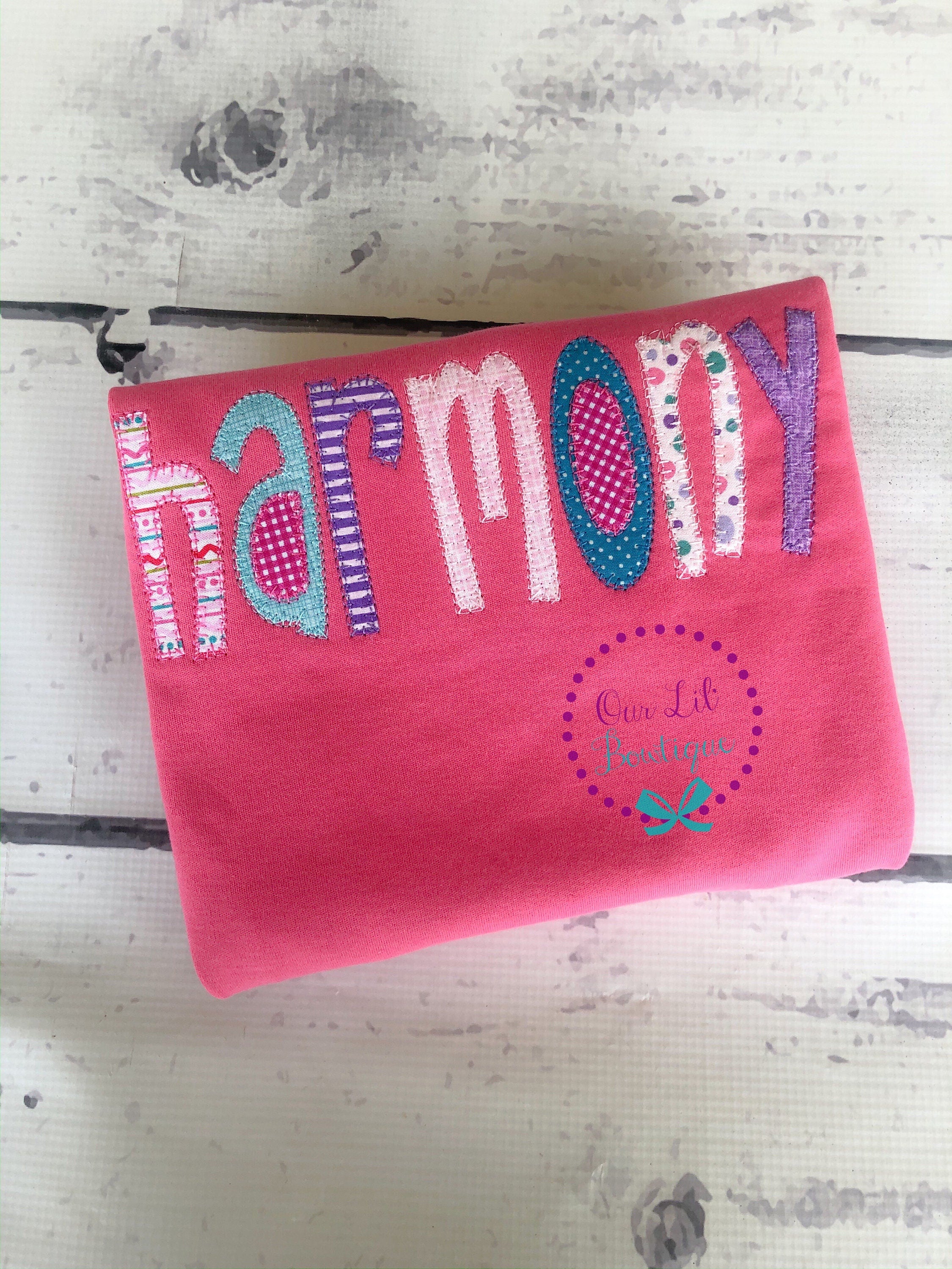 Personalized Name Shirt - Girls Name Shirt - Birthday - Appliqued Name Shirt - Vintage Stitch Name Shirt - Girls Monogram Shirt - Applique