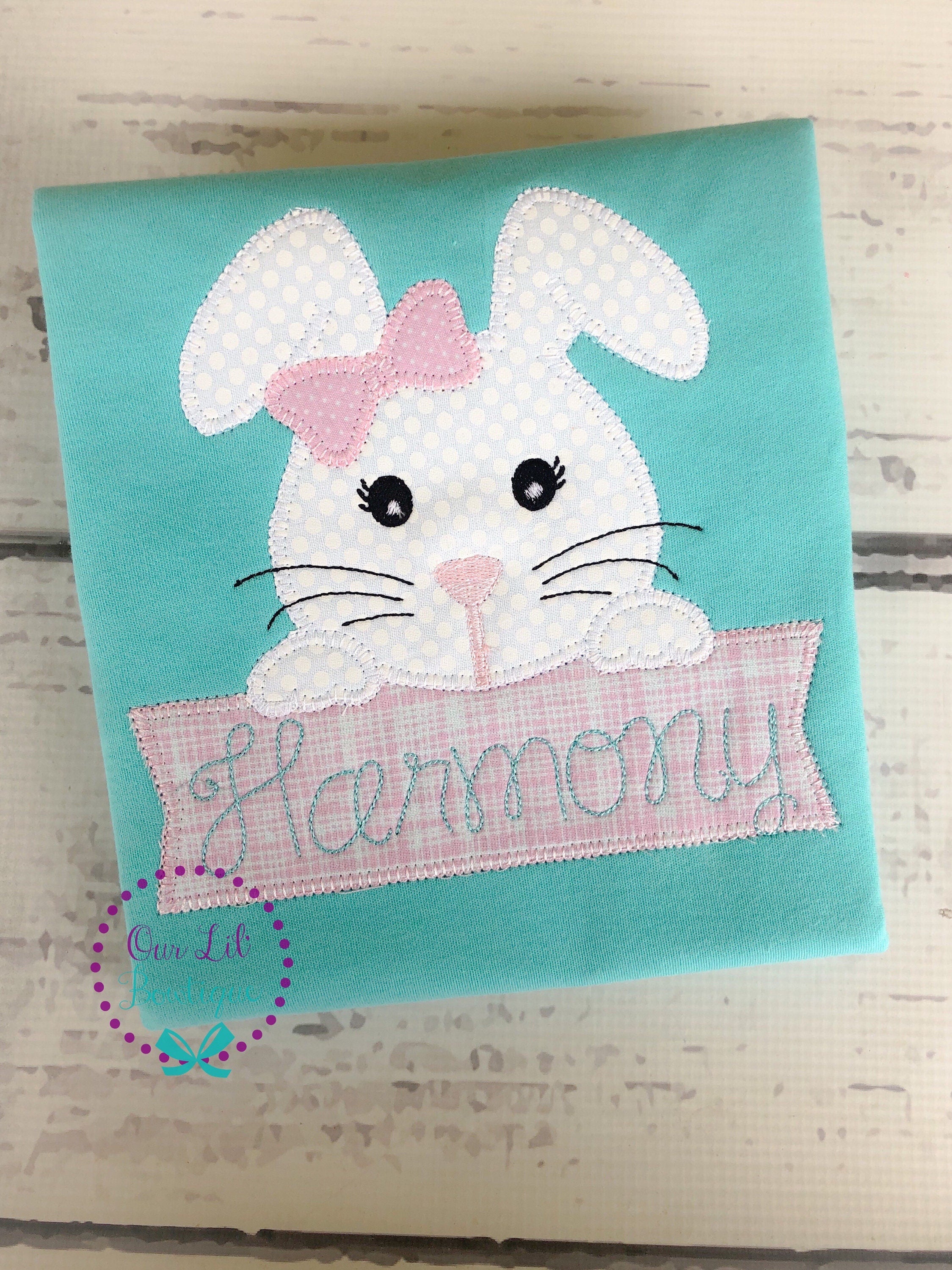 Personalized Easter Bunny Shirt: Embroidered Cotton Kids Tee