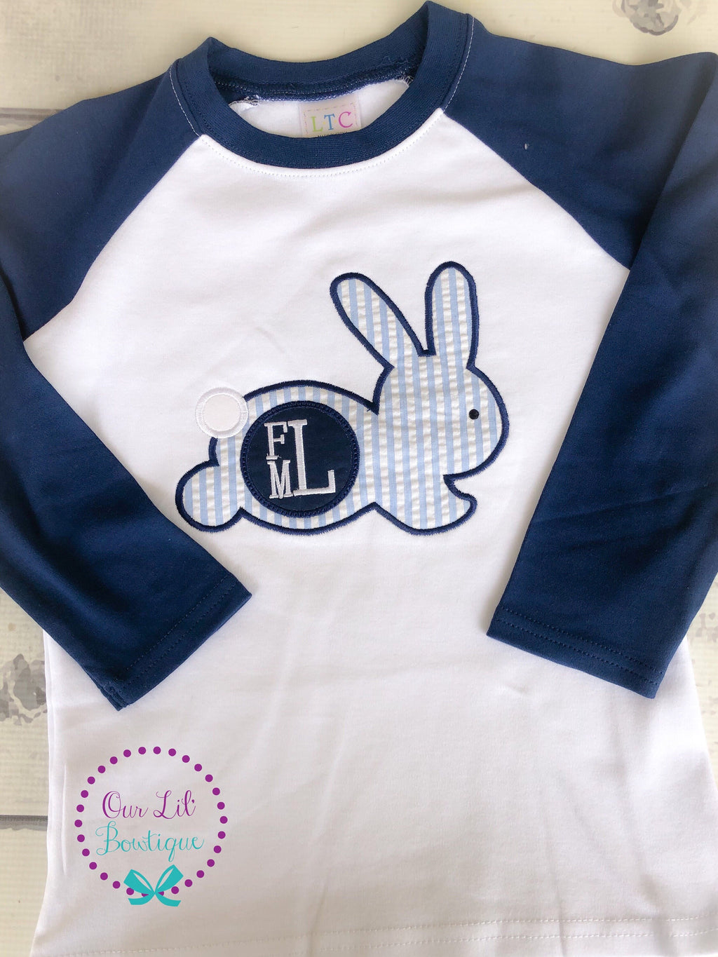 Personalized Easter Bunny Applique Shirt - Monogrammed Easter T-Shirt