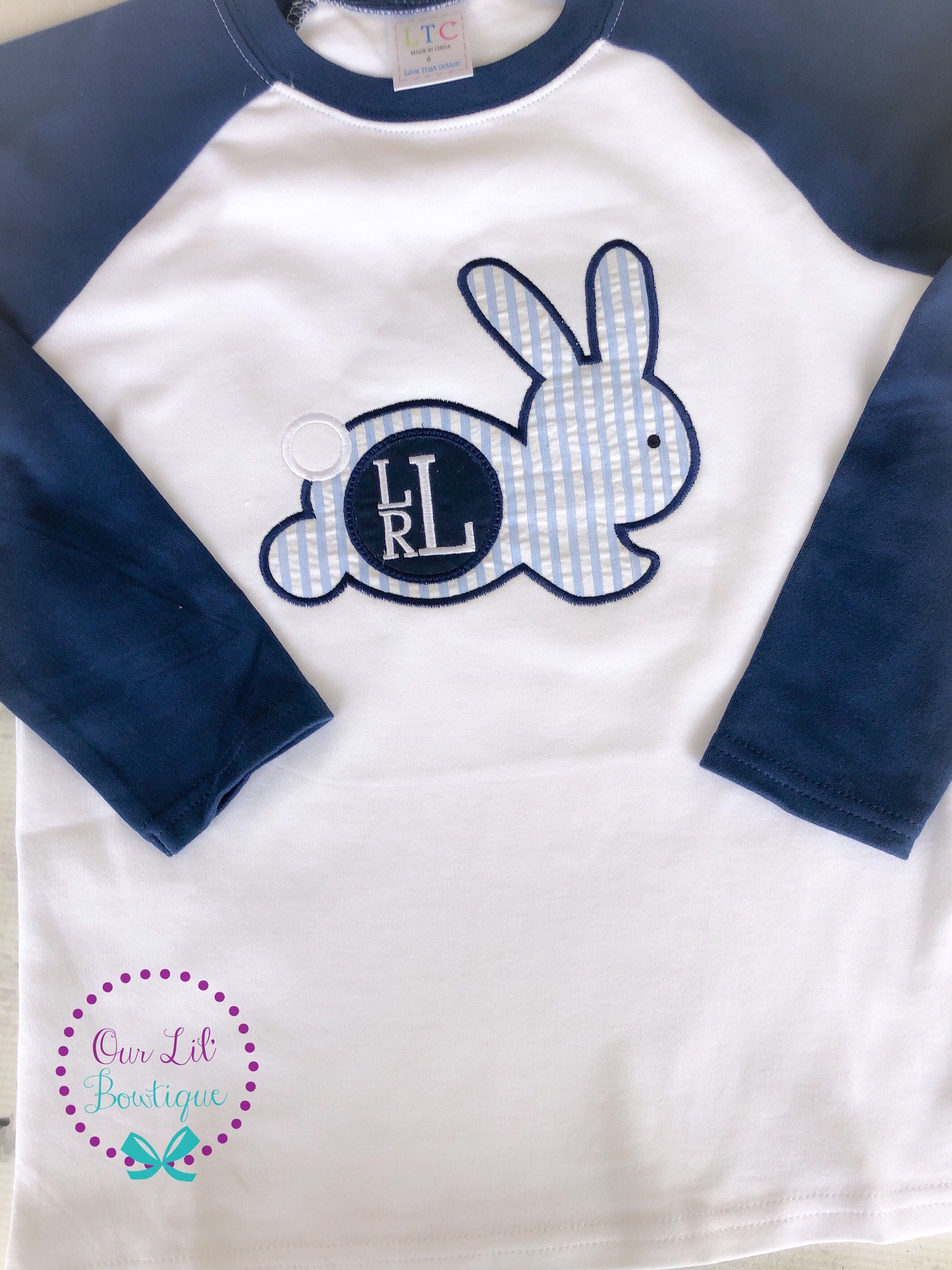 Personalized Easter Bunny Applique Shirt - Monogrammed Easter T-Shirt