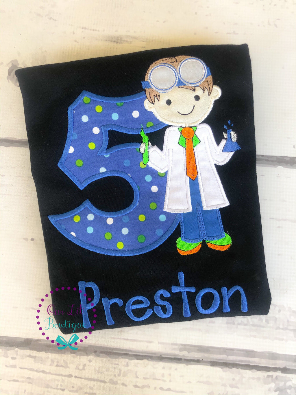 Personalized Scientist Birthday Shirt: Applique Outfit