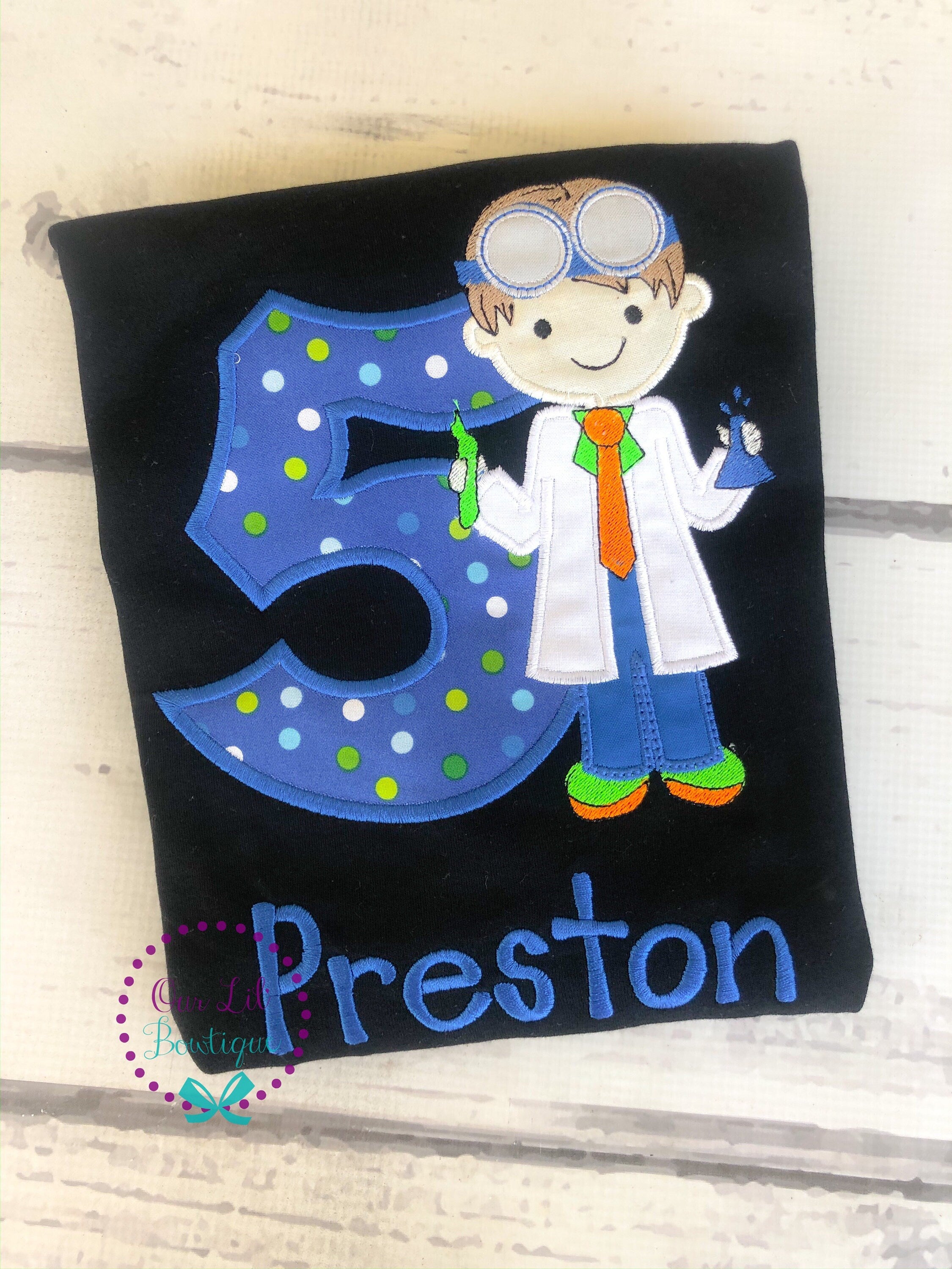 Personalized Scientist Birthday Shirt: Applique Outfit