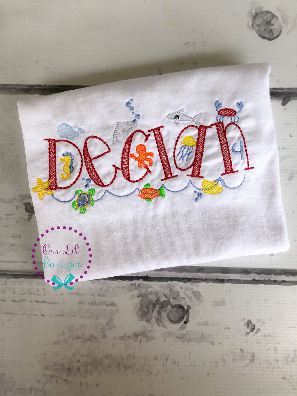Personalized Under the Sea Birthday Shirt - Embroidered Sea Creatures - Name Shirt - Under the Sea
