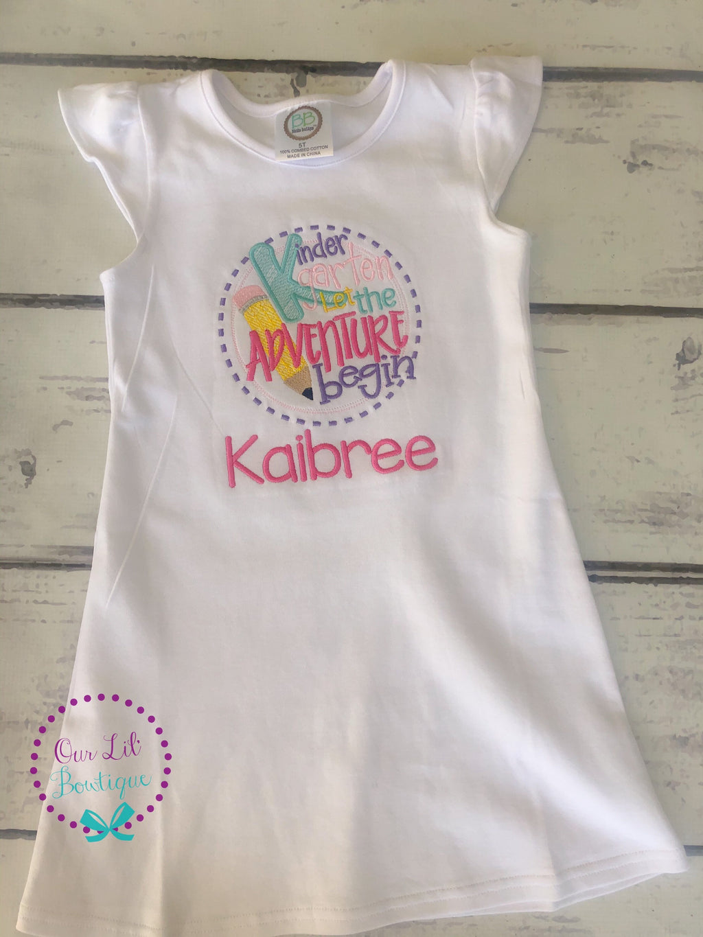 Embroidered Back to School Dress: Kindergarten Adventure