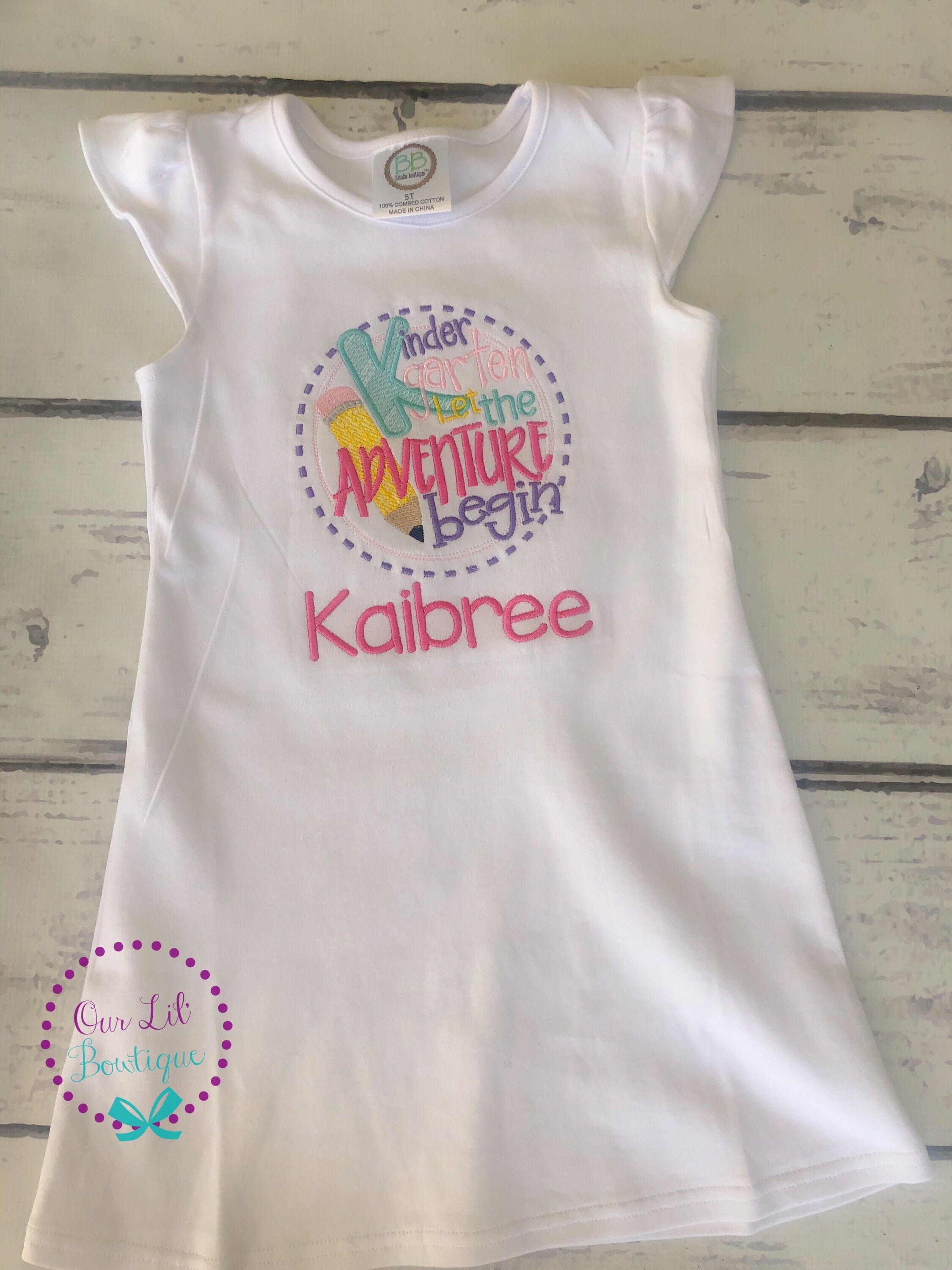 Embroidered Back to School Dress: Kindergarten Adventure