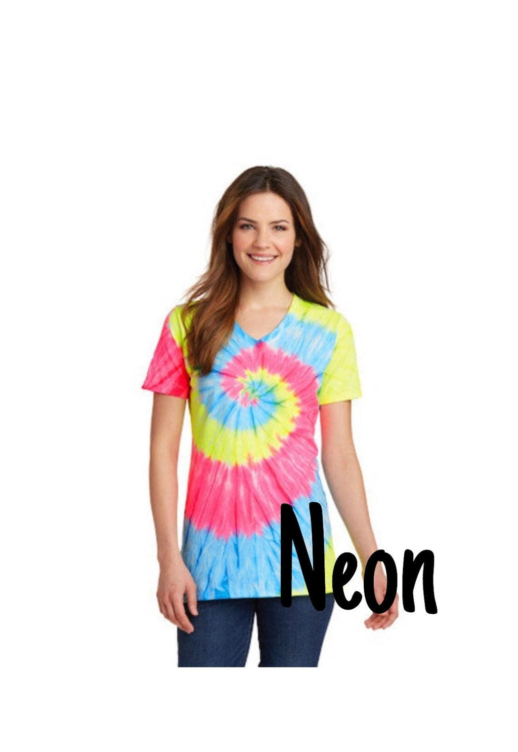 Tie Dye Monogram V-Neck Shirt: Personalized Cotton Tee