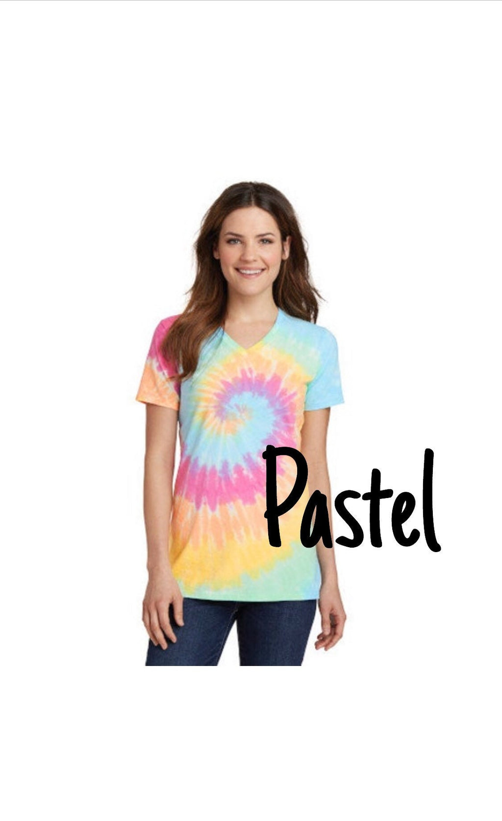 Tie Dye Monogram V-Neck Shirt: Personalized Cotton Tee