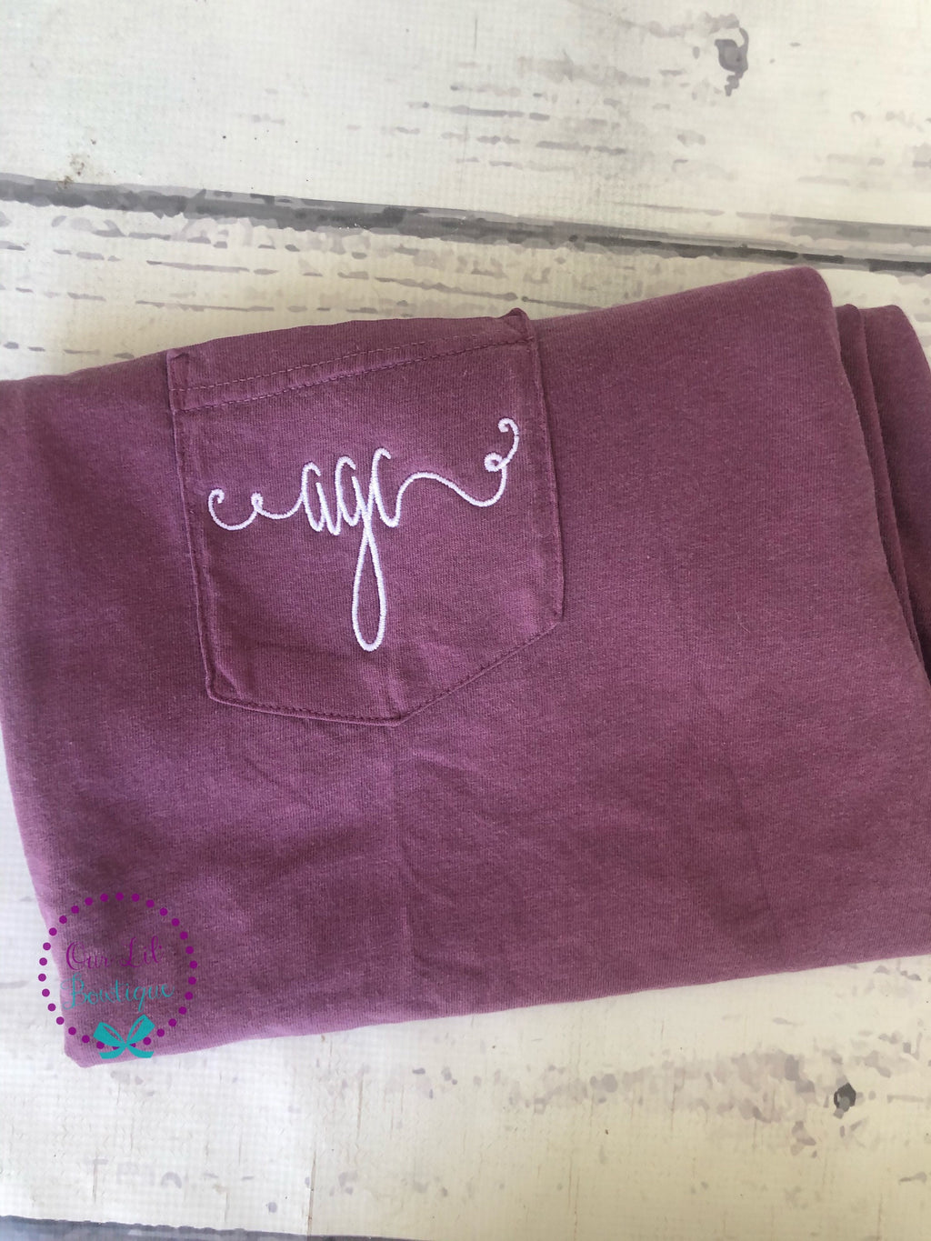 Initials - Short Sleeve Comfort Colors Initial Pocket Tee - Short Sleeve T-Shirt -Comfort Colors - Monogram Pocket T-shirt - Monogram Pocket