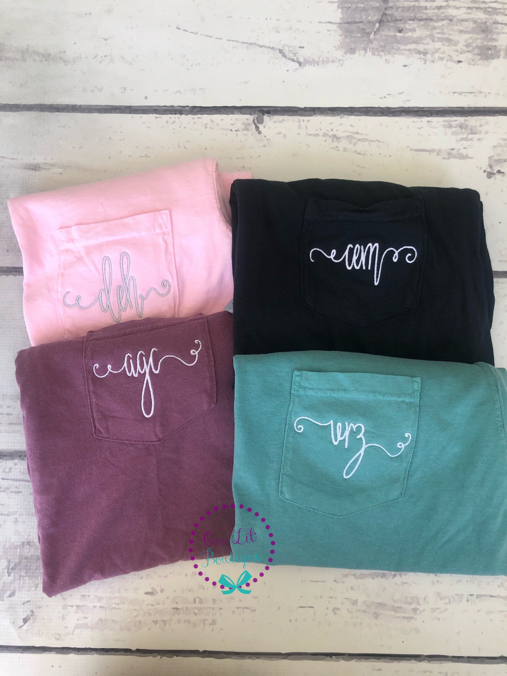 Initials - Short Sleeve Comfort Colors Initial Pocket Tee - Short Sleeve T-Shirt -Comfort Colors - Monogram Pocket T-shirt - Monogram Pocket