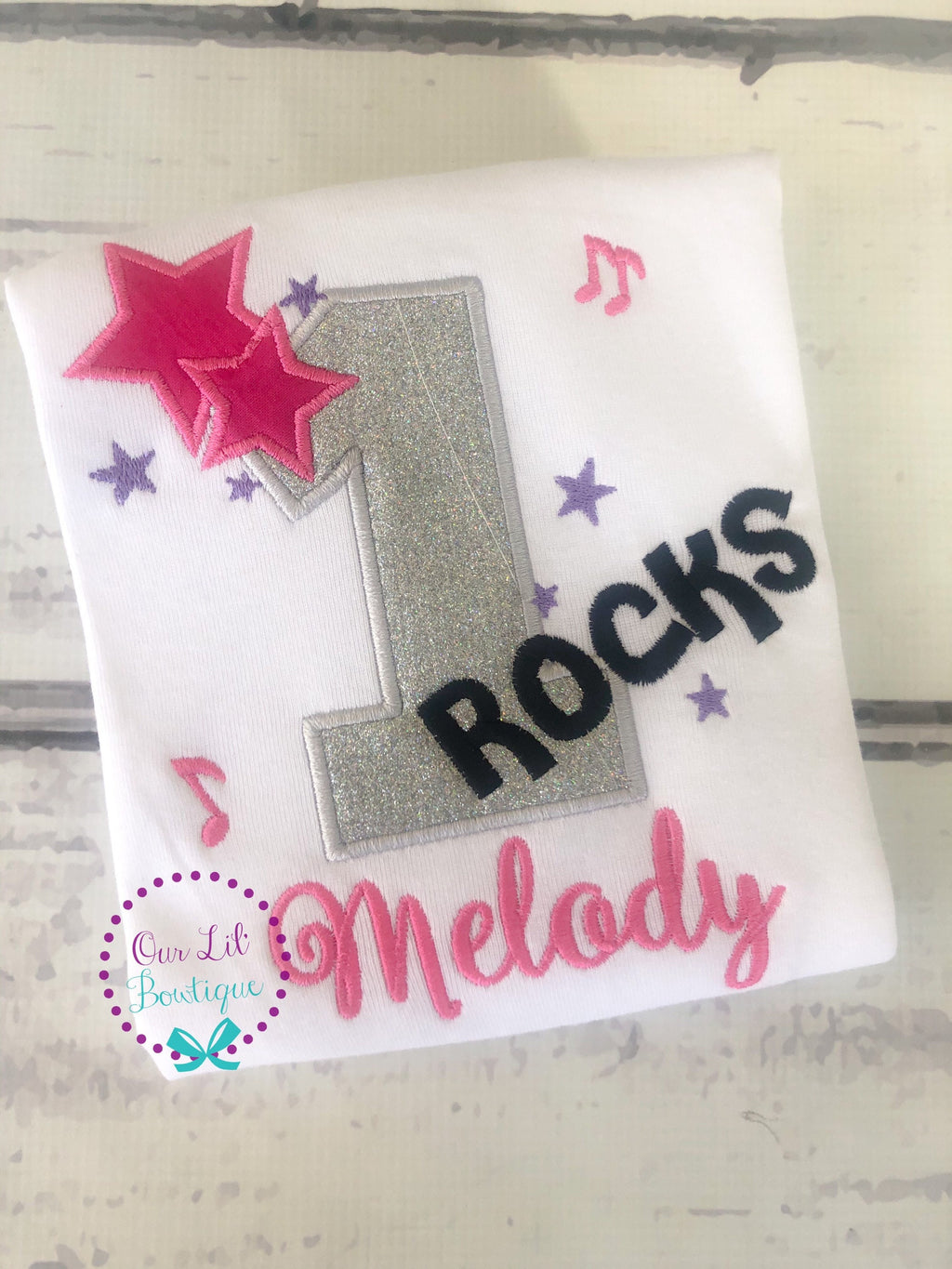 One Rocks Music Birthday Shirt - Personalized 1st Birthday