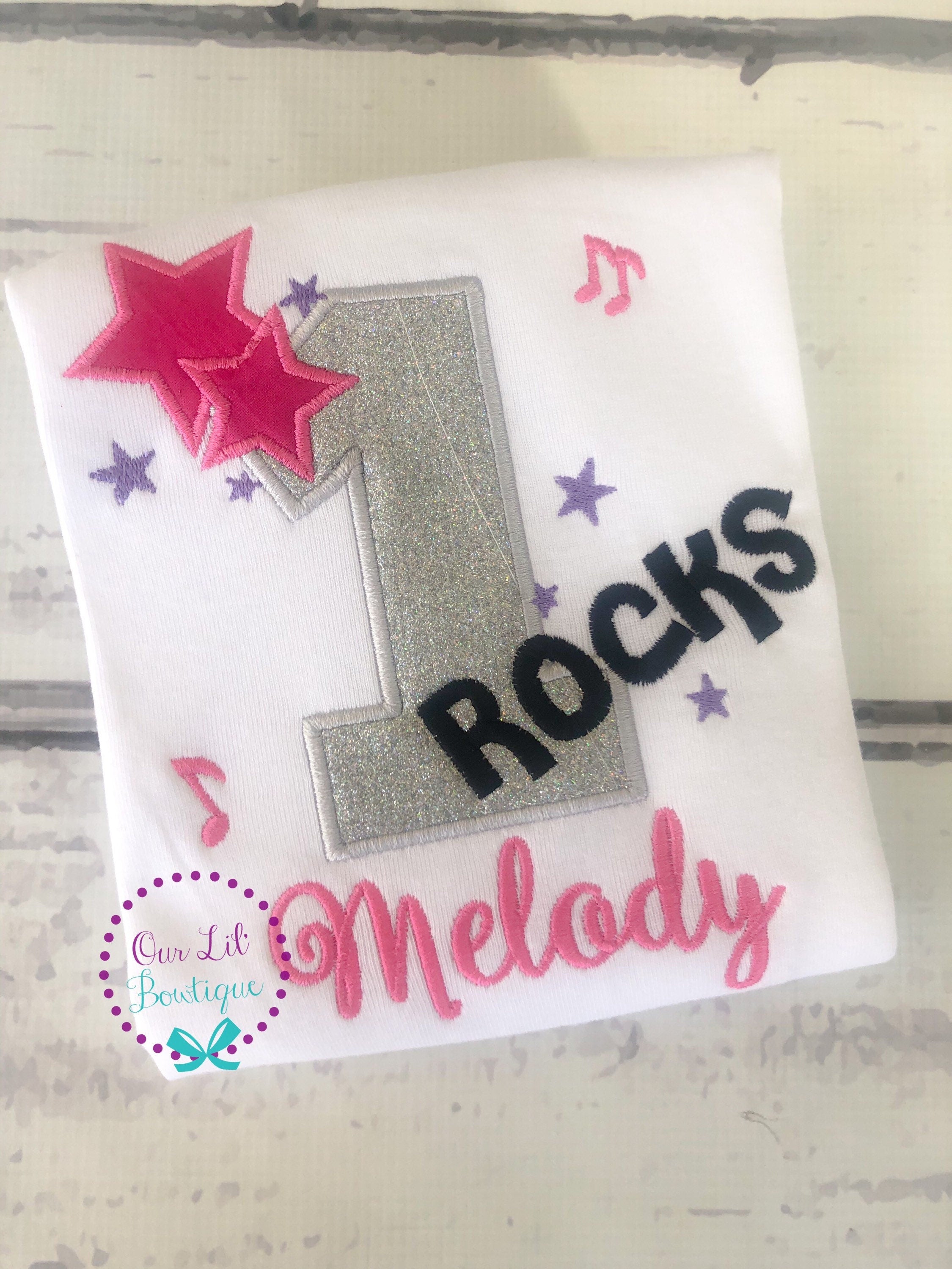 One Rocks Music Birthday Shirt - Personalized 1st Birthday