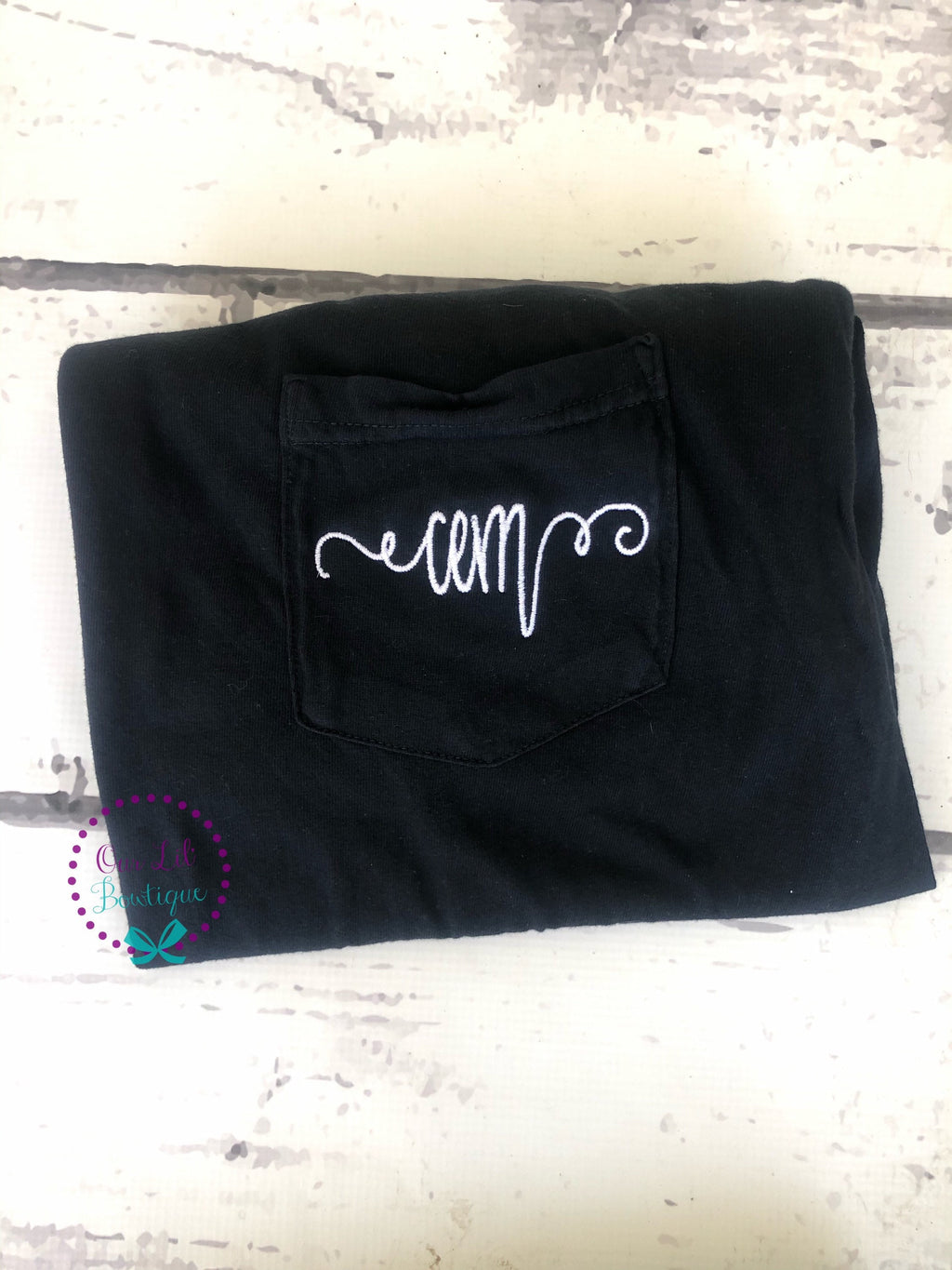 Initials - Short Sleeve Comfort Colors Initial Pocket Tee - Short Sleeve T-Shirt -Comfort Colors - Monogram Pocket T-shirt - Monogram Pocket