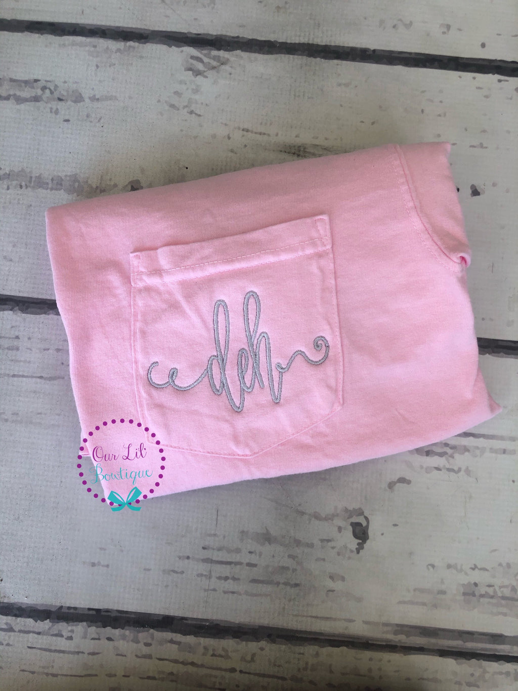 Initials - Short Sleeve Comfort Colors Initial Pocket Tee - Short Sleeve T-Shirt -Comfort Colors - Monogram Pocket T-shirt - Monogram Pocket