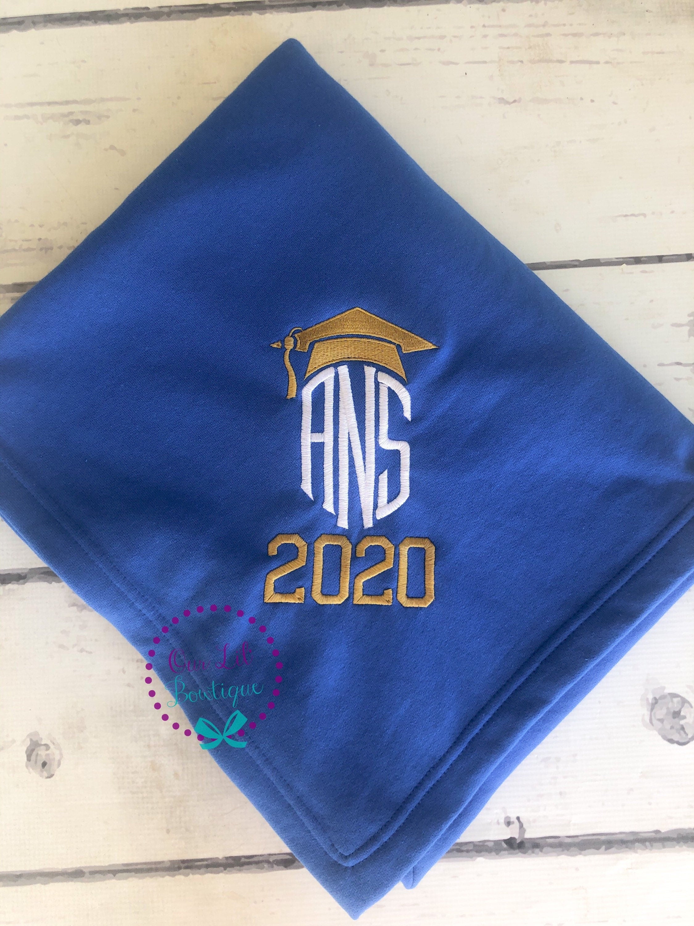 Monogrammed Graduation Blanket: Personalized Class of 2021 Gift