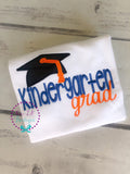 Kindergarten Graduation Shirt: Embroidered Grad Applique, Customizable Colors