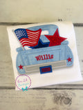 Personalized 4th of July Truck Shirt: Embroidered Patriotic Applique