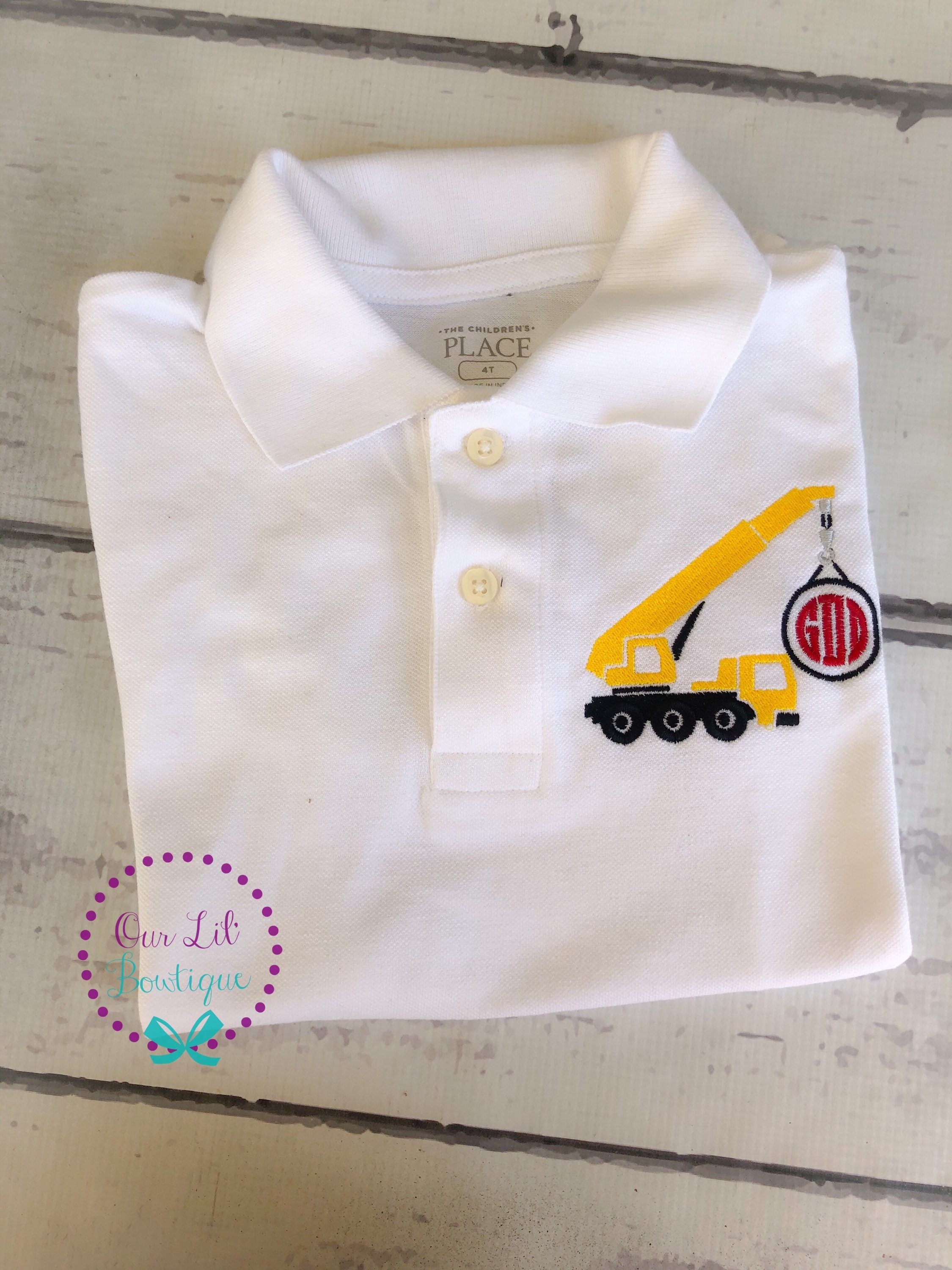 Construction Truck Birthday Polo: Personalized Monogrammed Shirt