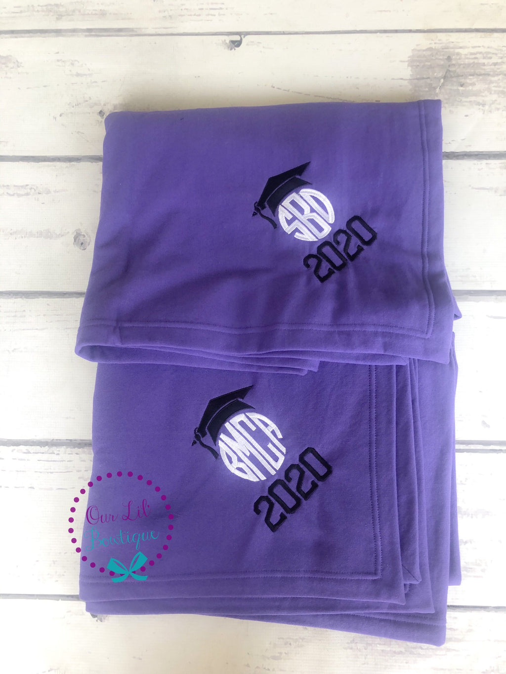 Monogrammed Graduation Blanket: Personalized Class of 2021 Gift