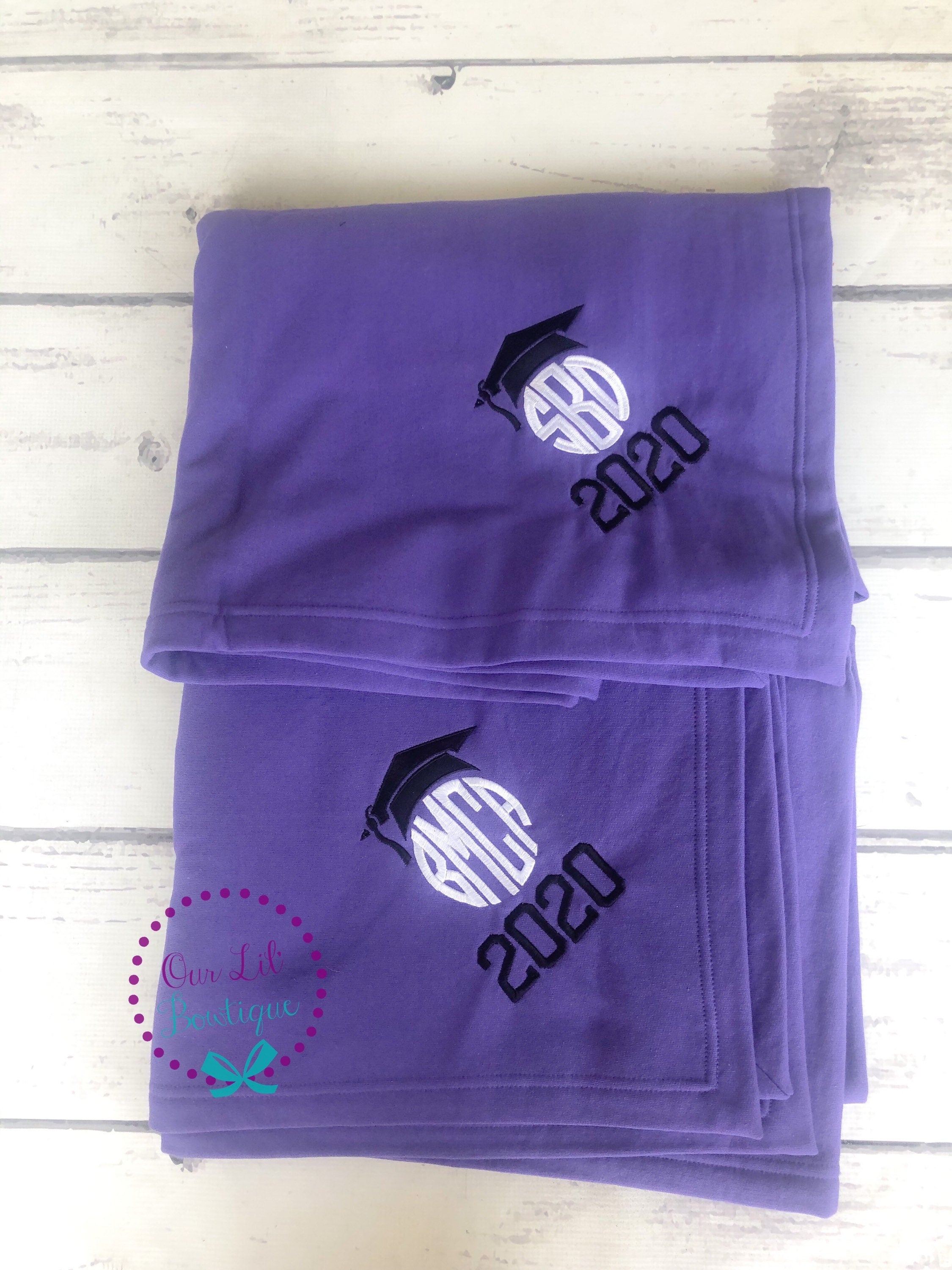 Monogrammed Graduation Blanket: Personalized Class of 2021 Gift