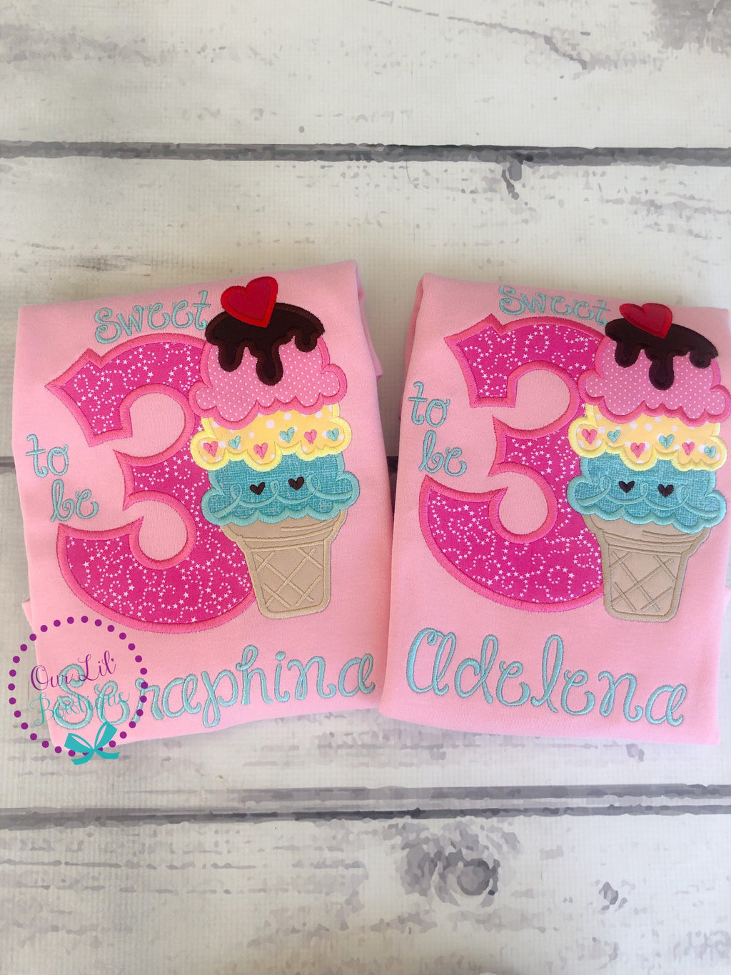 Ice Cream Birthday Shirt - Ice Cream Birthday - It's Sweet To Be Three - Birthday Shirt- Personalized Birthday - Personalized - Birthday