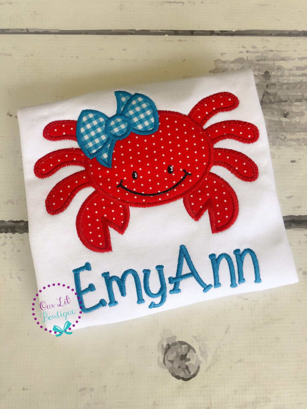 Personalized Crab Applique Shirt: Summer Birthday Outfit