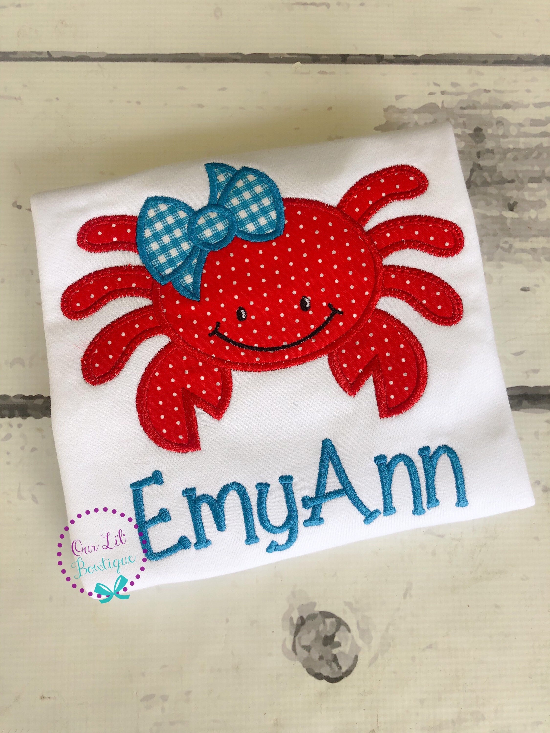 Personalized Crab Applique Shirt: Summer Birthday Outfit