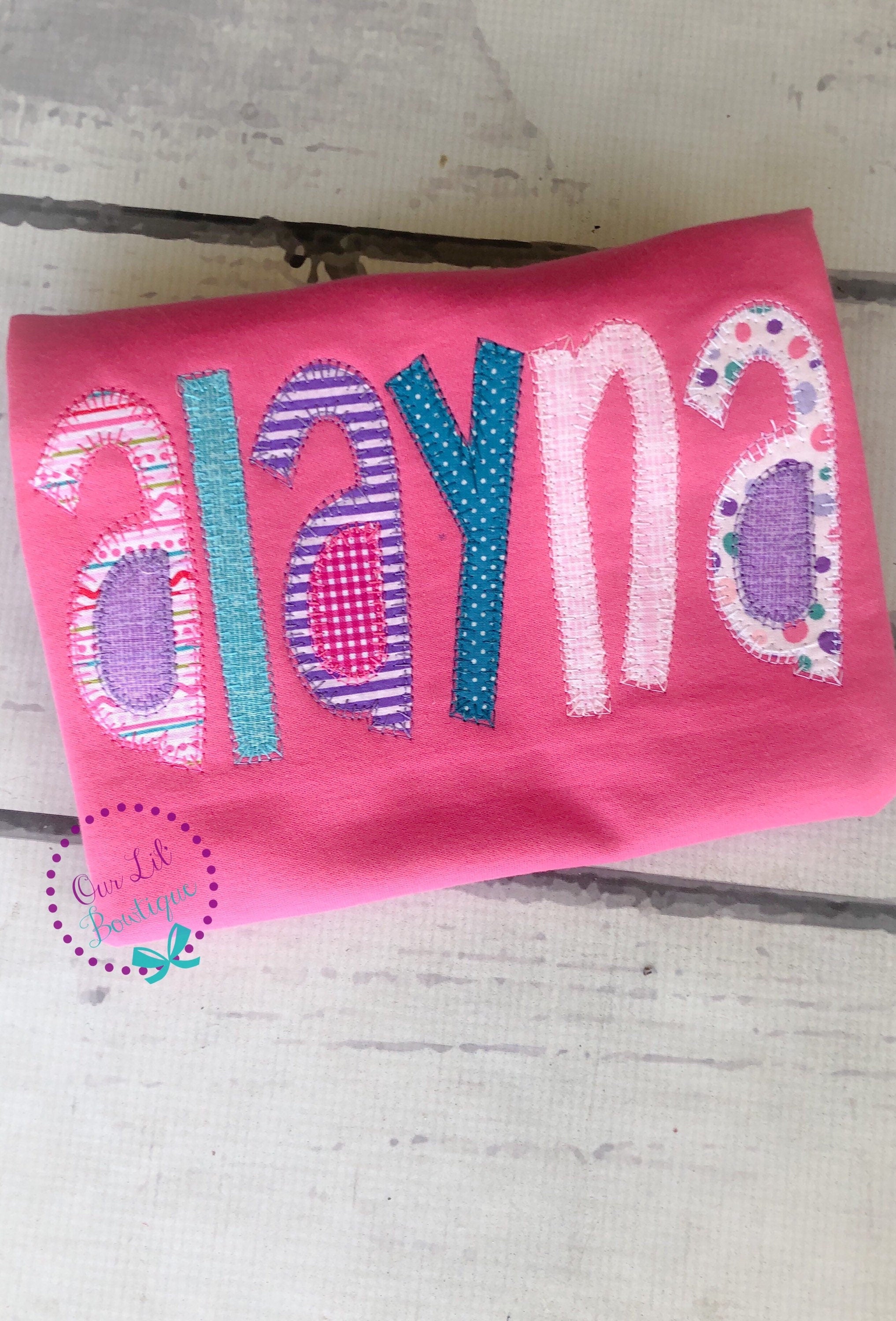 Personalized Name Shirt - Girls Name Shirt - Birthday - Appliqued Name Shirt - Vintage Stitch Name Shirt - Girls Monogram Shirt - Applique